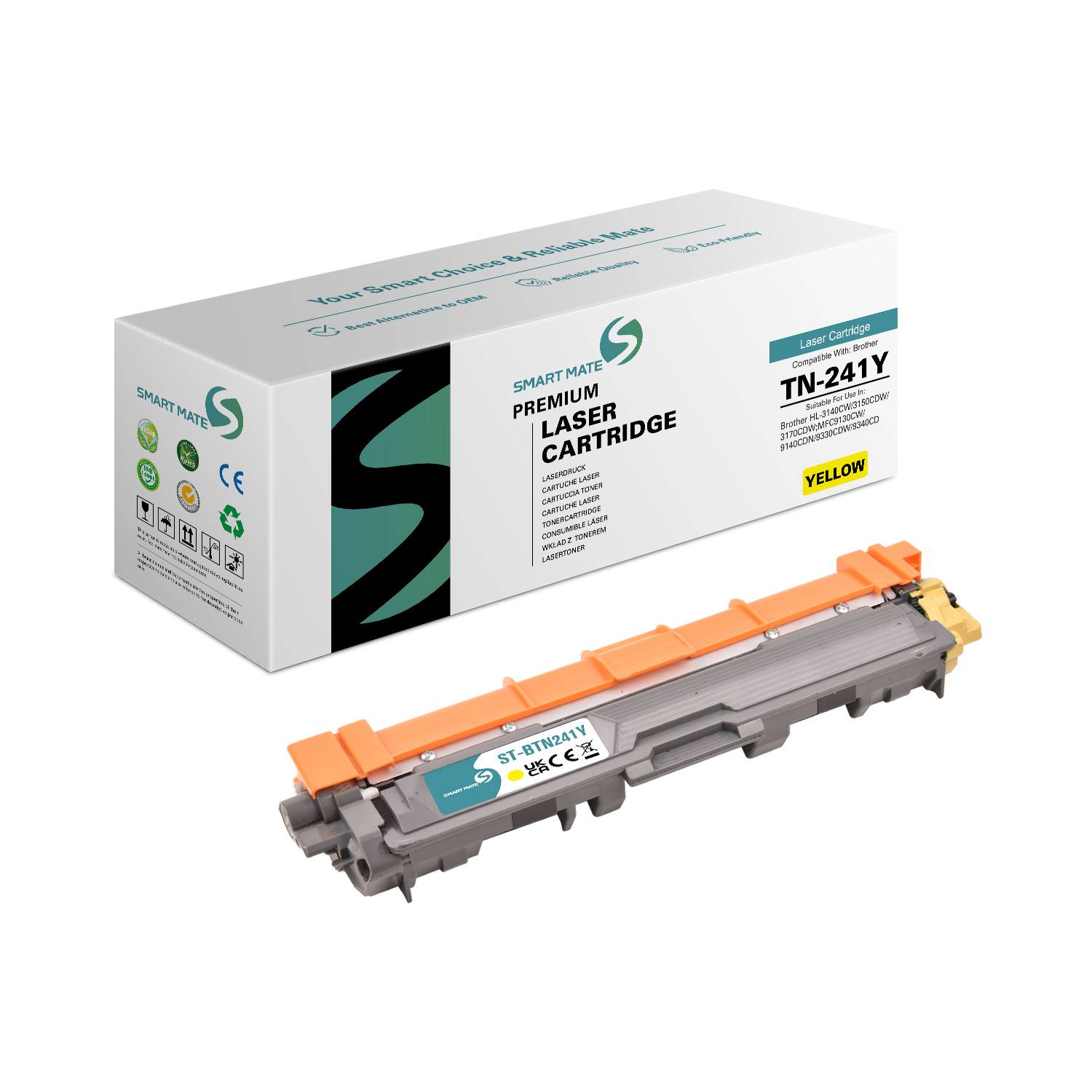 SmartMate wiederaufbereiteter Laser Toner Patrone für Brother TN-241Y Gelb