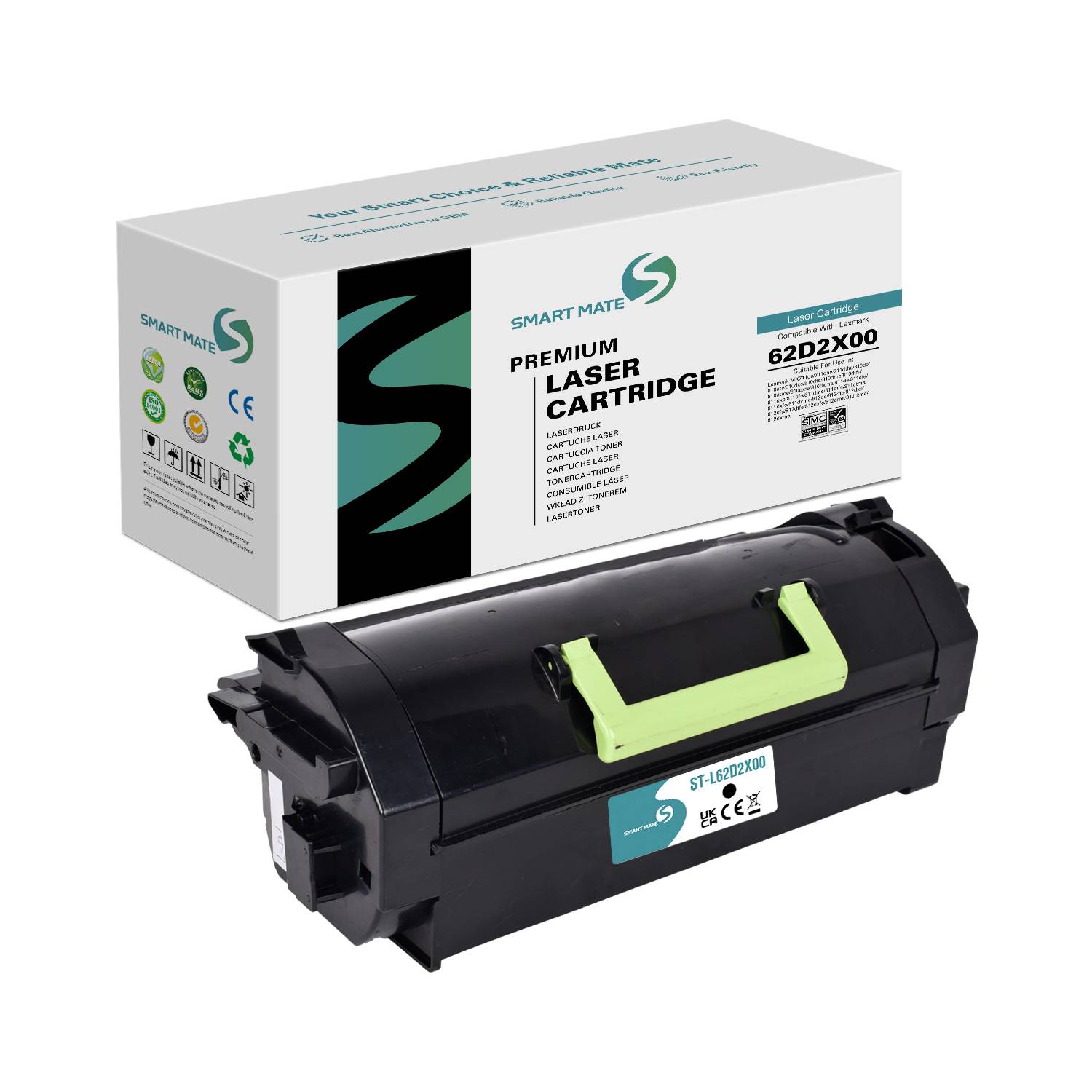 SmartMate wiederaufbereiteter Laser Toner Patrone für Lexmark 62D2X00 Schwarz