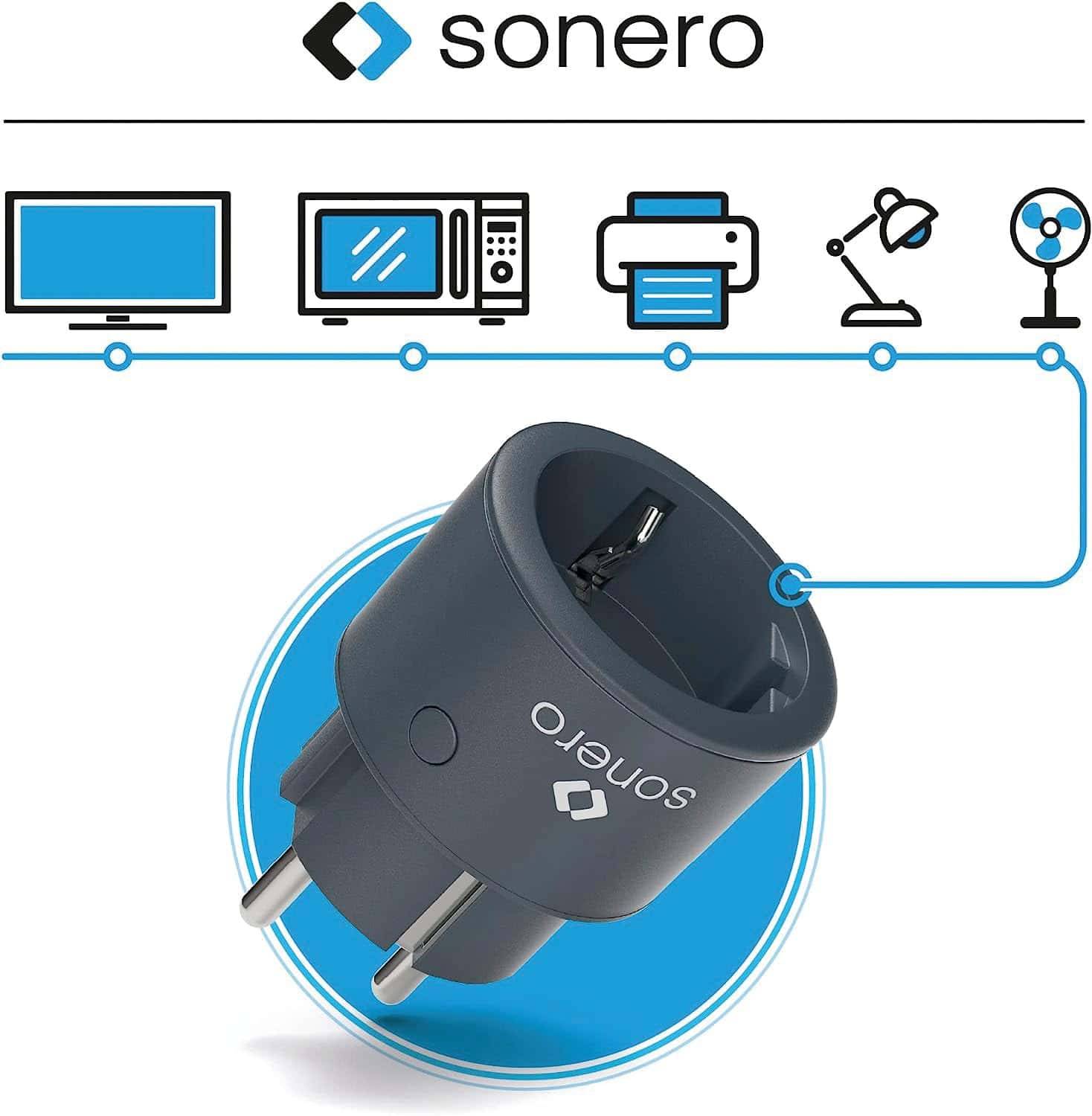 SONERO Funksteckdosen Set, 1 Sender, 1 Empfänger, anthrazit