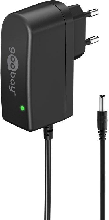 Goobay 64977 12V Netzteil DC Stecker 5,5 x 2,1mm Ladegerät 1A / 12W Festspannung Steckernetzteil Netzadapter / Schwarz
