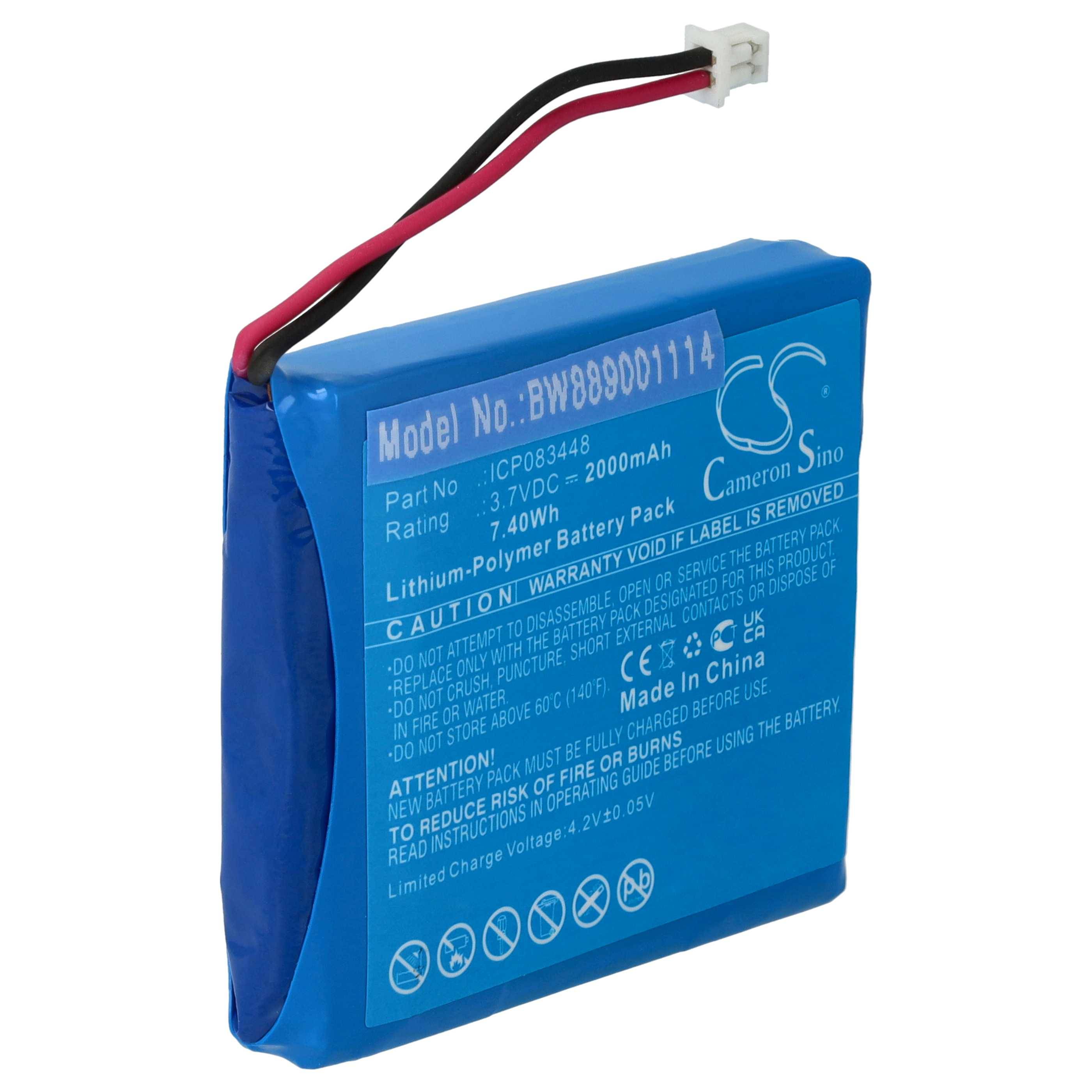 vhbw Akku Ersatz für Albrecht ICP083448, JHHY903448A für Funkgerät, Walkie Talkie (2000 mAh, 3,7 V, Li-Polymer)