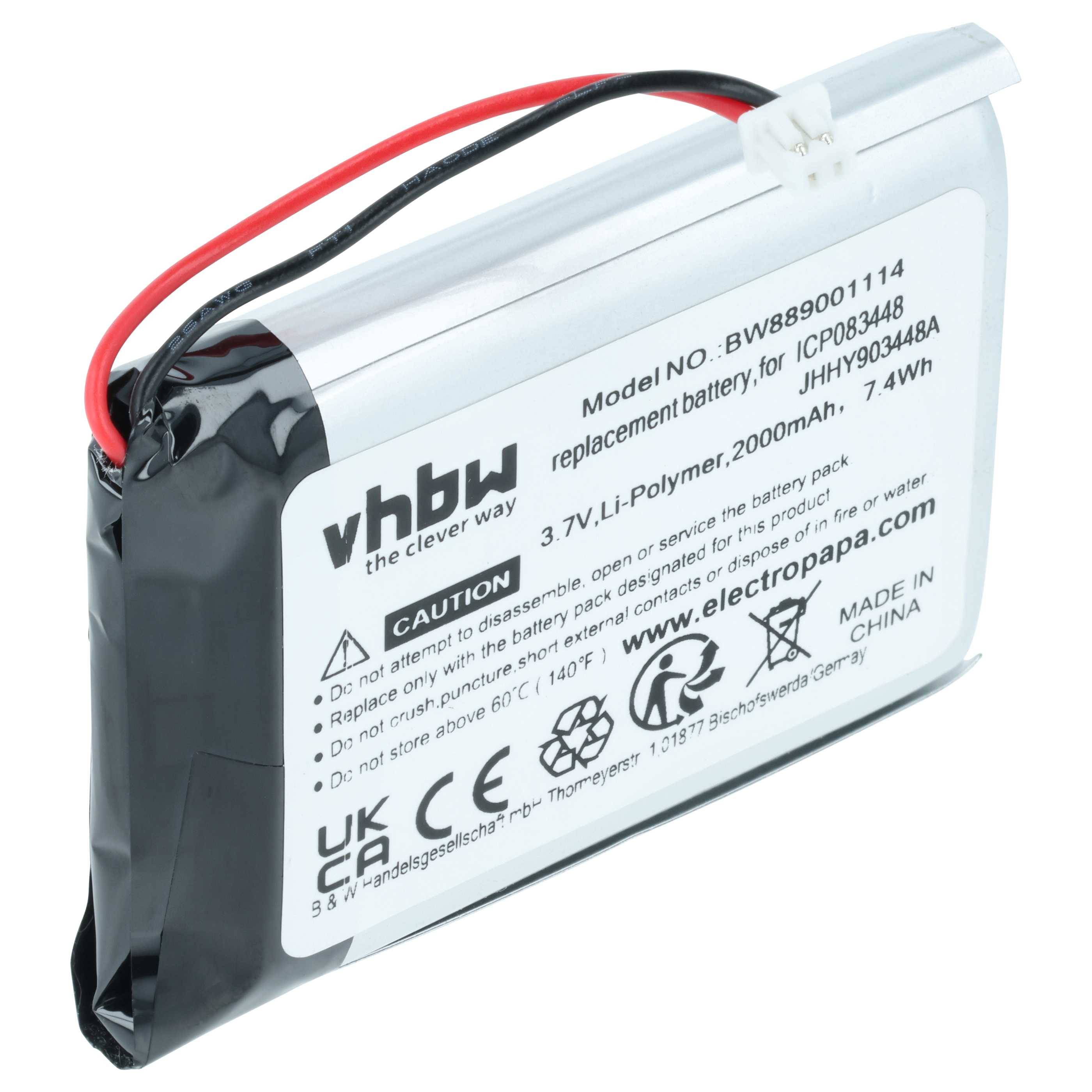 vhbw Akku kompatibel mit Albrecht TecTalk Float PMR446, Funkgerät, Walkie Talkie (2000 mAh, 3,7 V, Li-Polymer)
