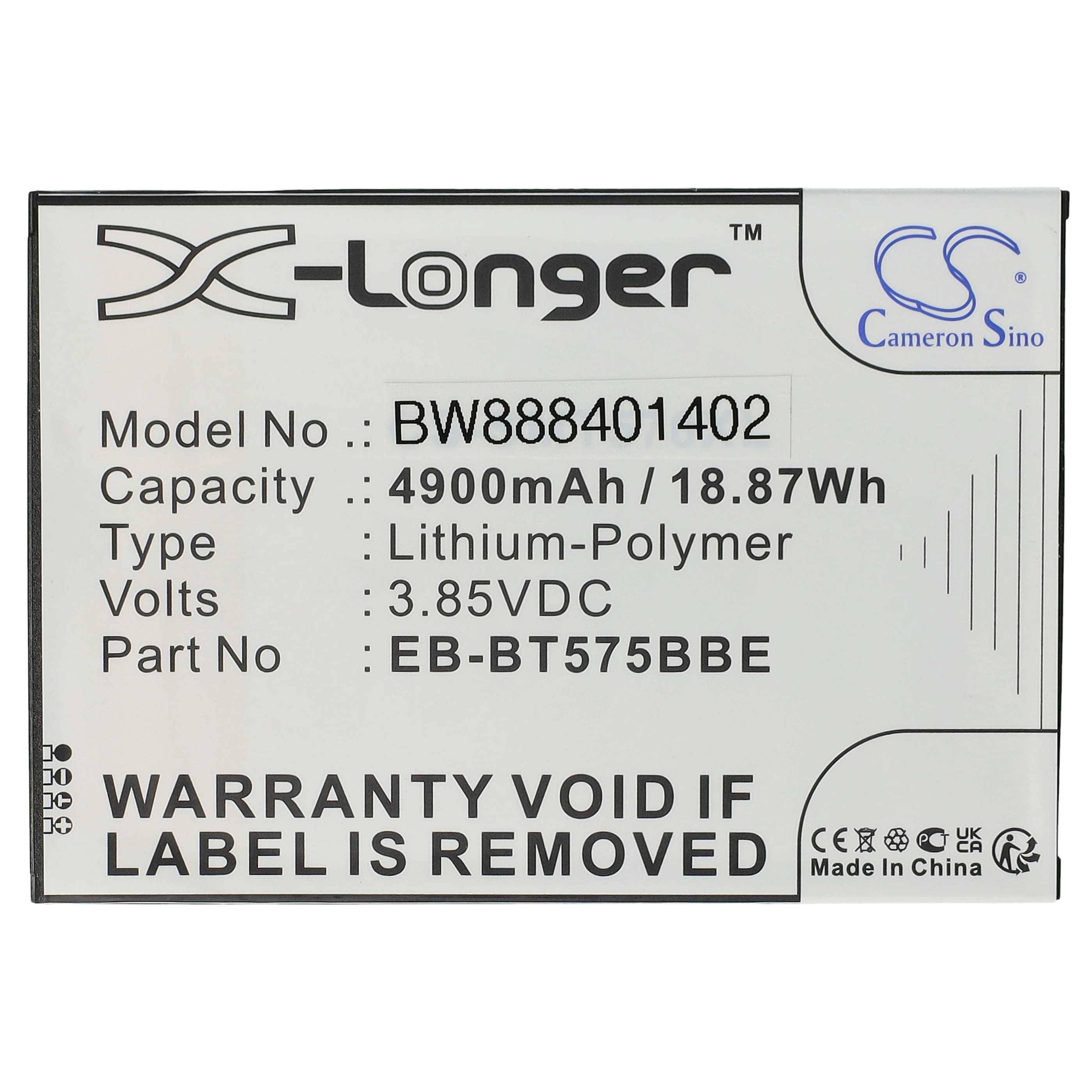 vhbw Akku Ersatz für Samsung GH43-05039A, EB-BT575BBE für Tablet Pad (4900 mAh, 3,85 V, Li-Polymer)