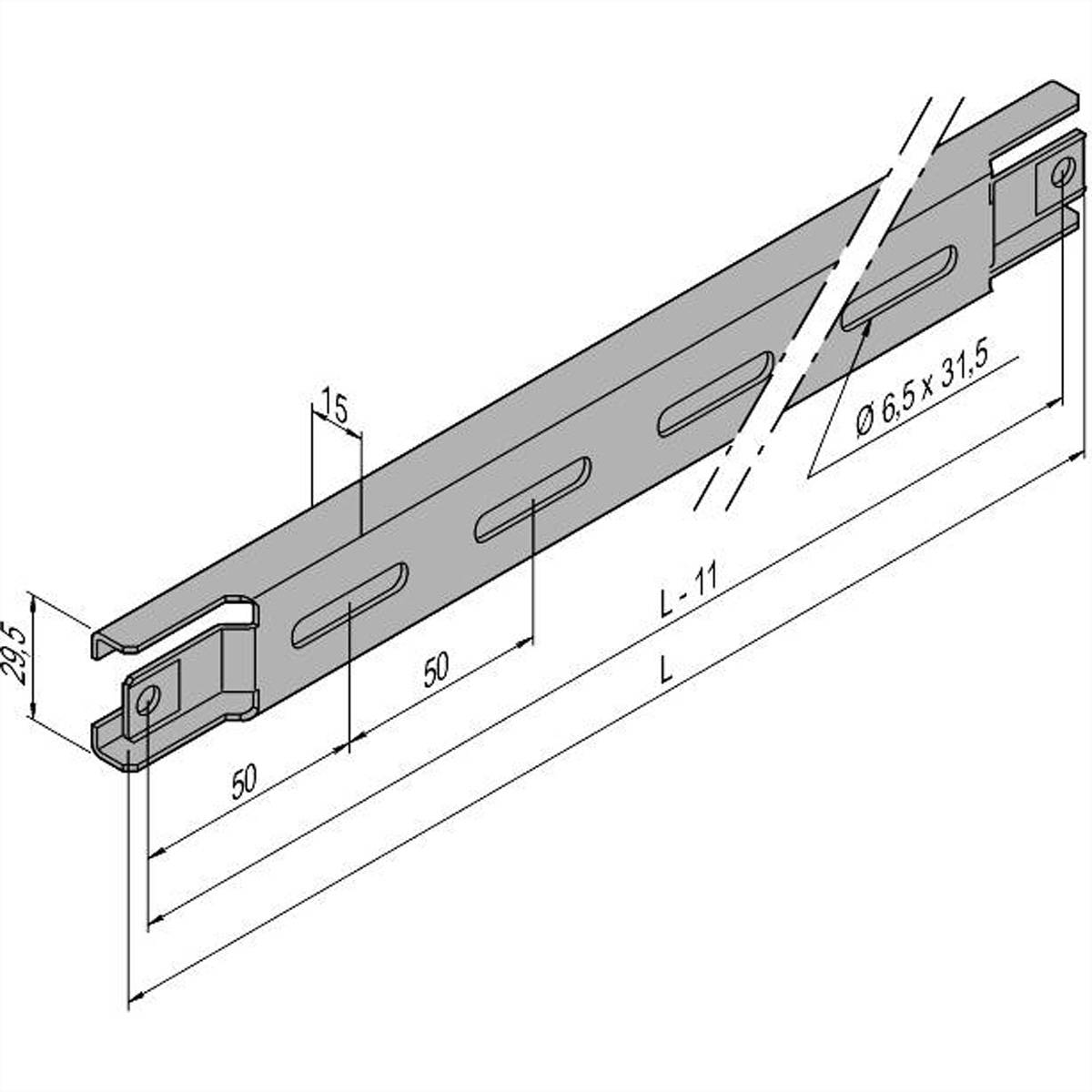 SCHROFF TIEFENSTREBEN C-Profil 600TC-Profil für die Schranktiefe -