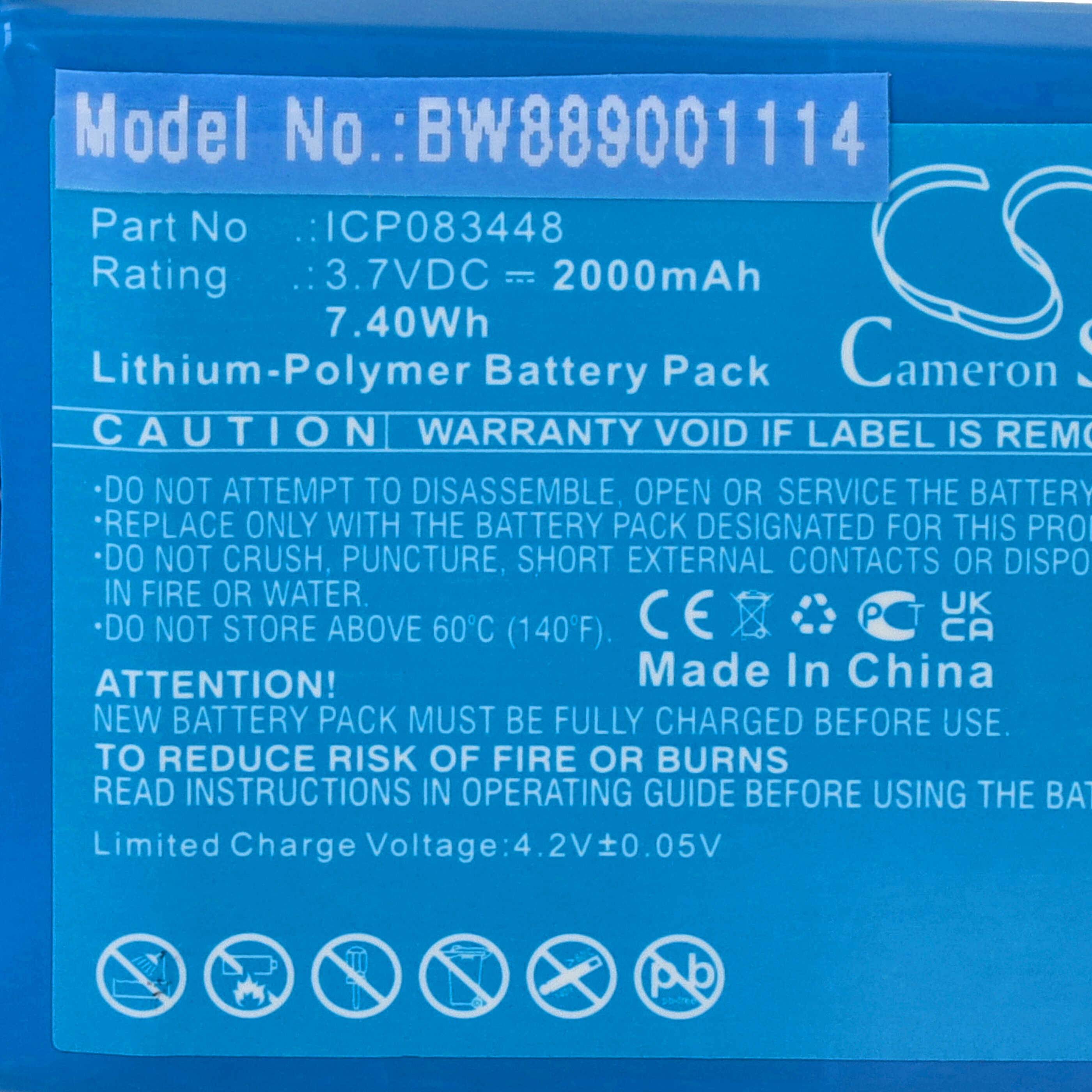 vhbw Akku kompatibel mit Albrecht Bambini Babysitter Funkgerät, Walkie Talkie (2000 mAh, 3,7 V, Li-Polymer)