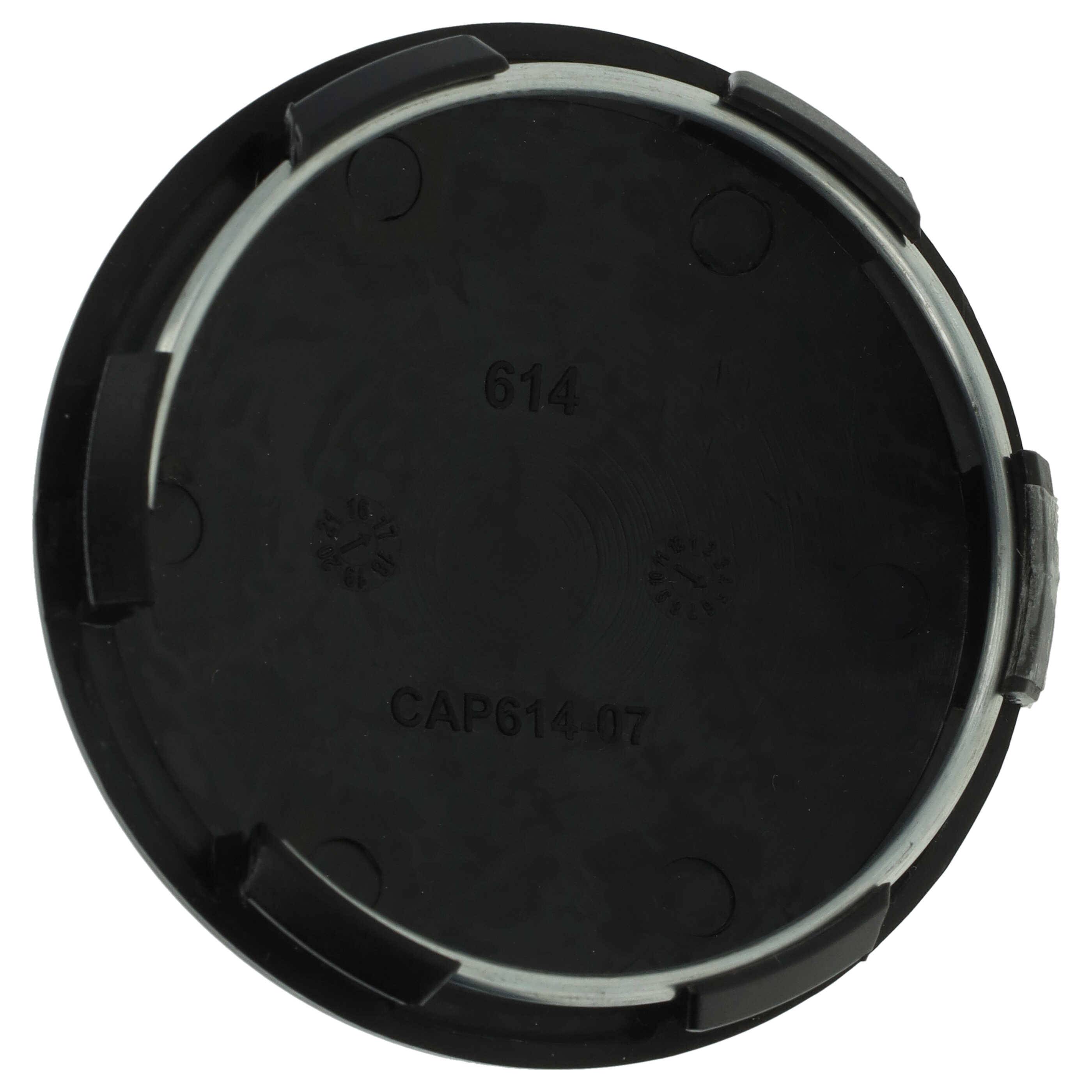 vhbw 4x Nabenkappe kompatibel mit Alutec Autos, PKW - Auto Radnabendeckel, 64 mm Schwarz, Kunststoff
