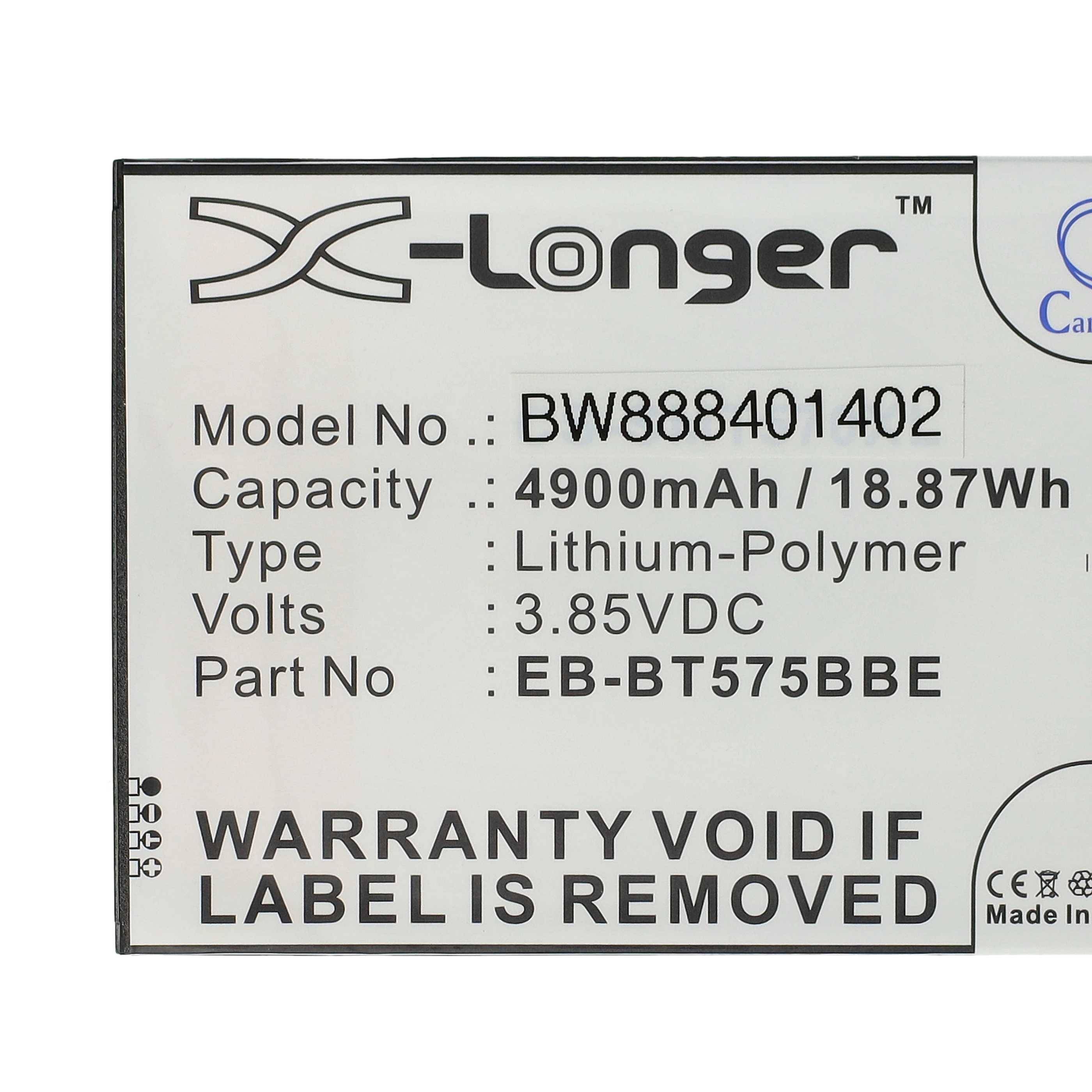vhbw Akku Ersatz für Samsung GH43-05039A, EB-BT575BBE für Tablet Pad (4900 mAh, 3,85 V, Li-Polymer)