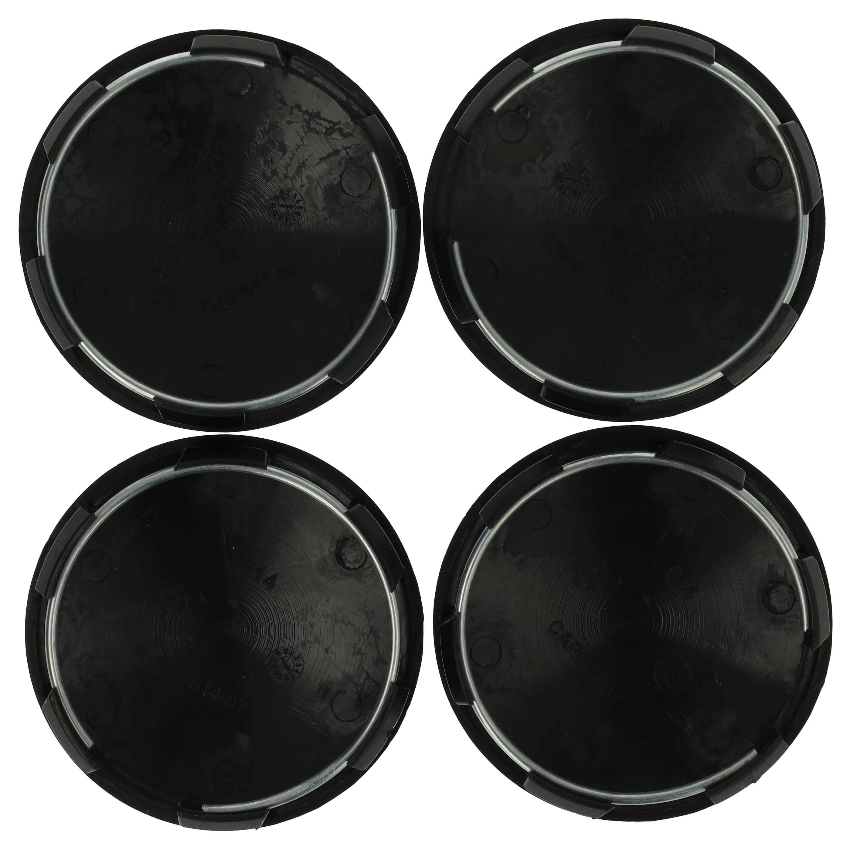 vhbw 4x Nabenkappe kompatibel mit ATS Autos, PKW - Auto Radnabendeckel, 64 mm Schwarz, Kunststoff
