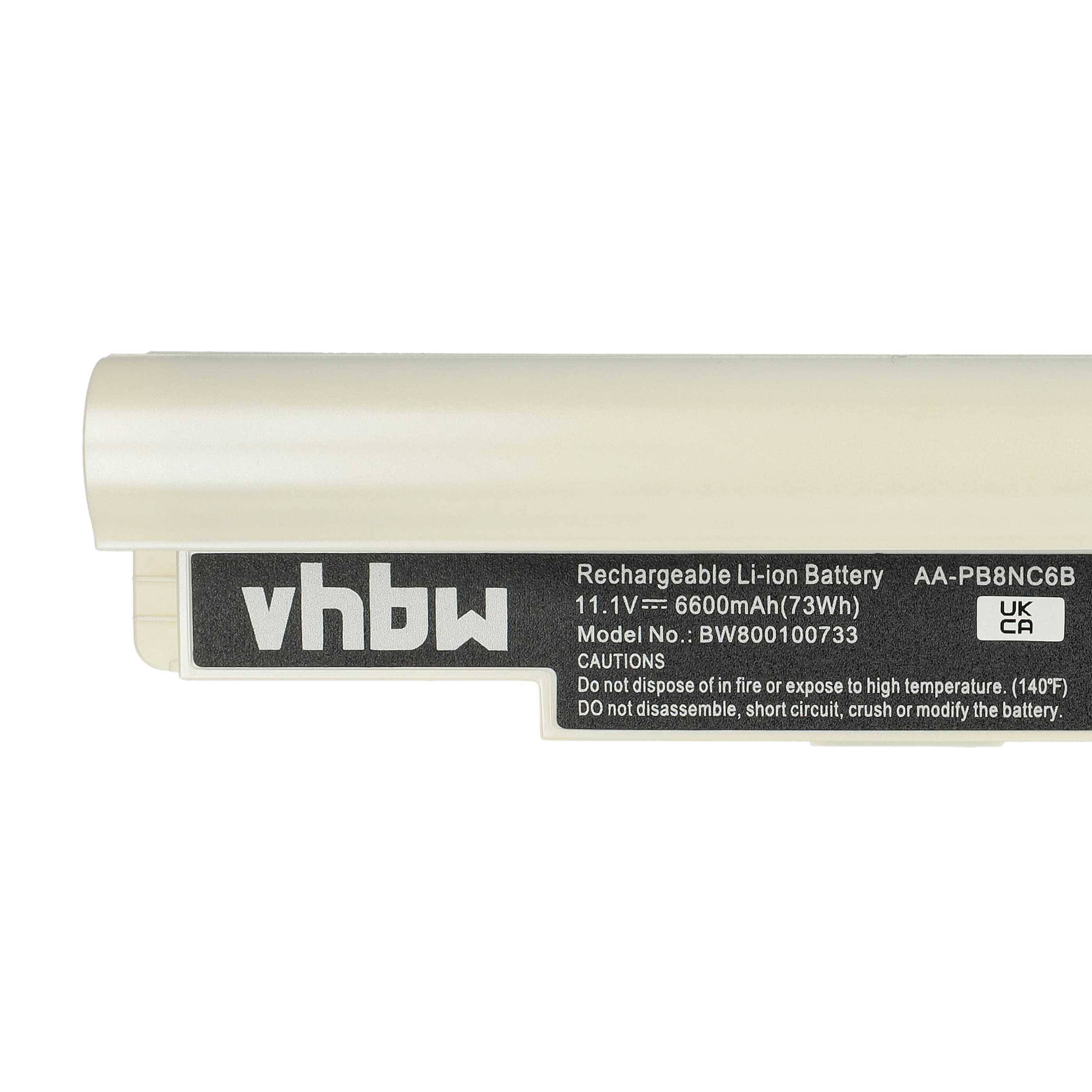 vhbw Akku Ersatz für Samsung AA-PB8NC6M, AA-PB8NC8B, AA-PL8NC6W, BA43-00189A für Notebook (6600 mAh, 11,1 V, Li-Ion)