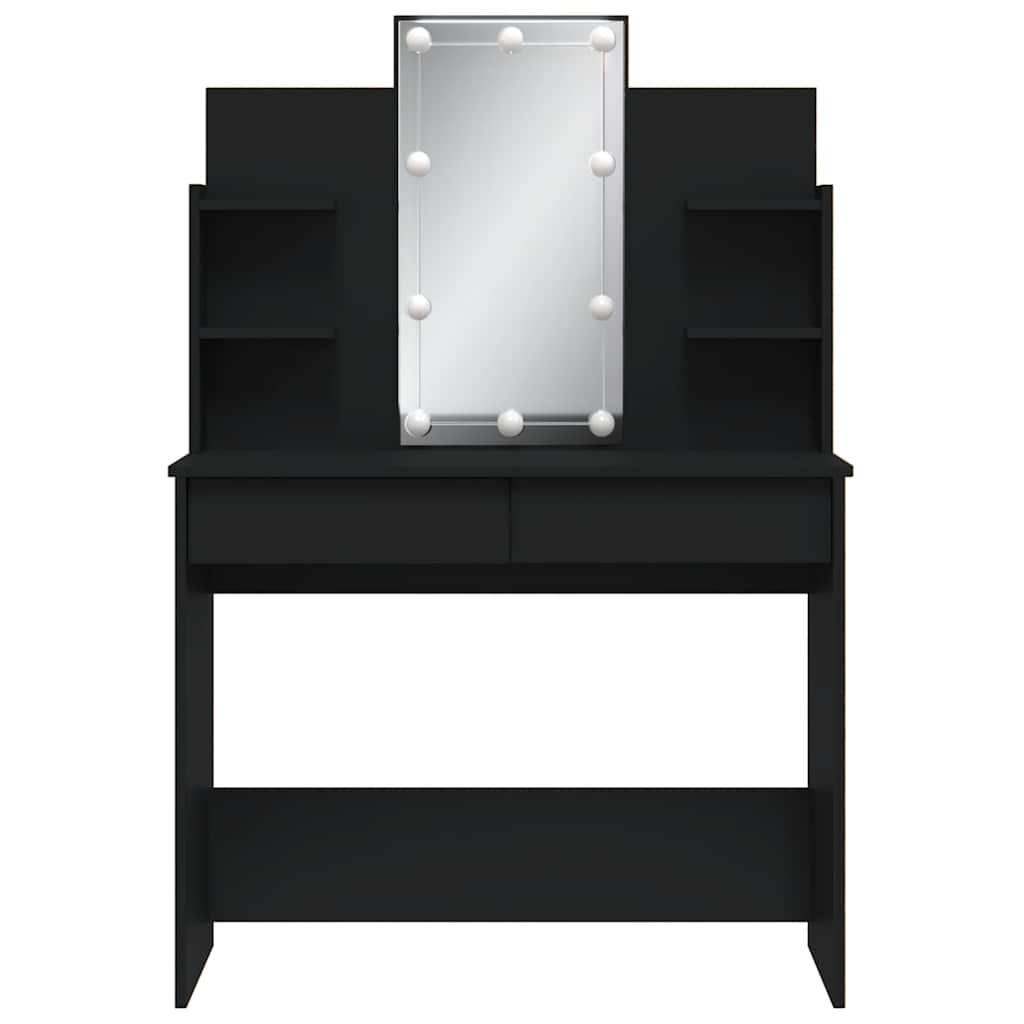 vidaXL Schminktisch mit LED-Leuchten Schwarz 96x40x142 cm
