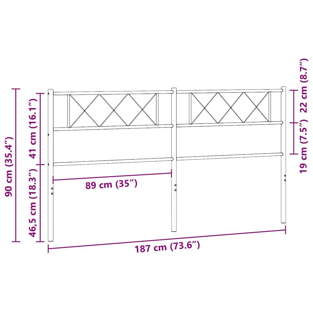 vidaXL Kopfteil Metall Weiß 180 cm