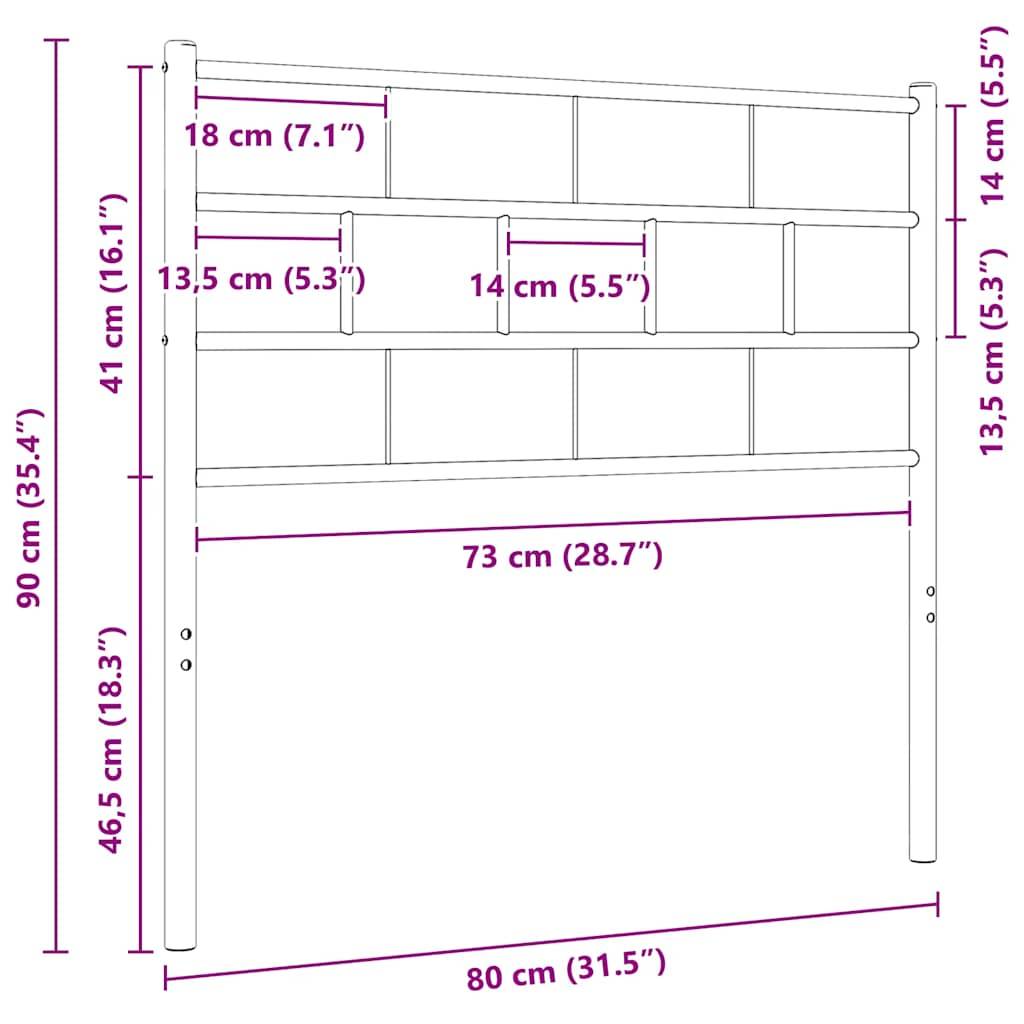 vidaXL Kopfteil Metall Schwarz 75 cm