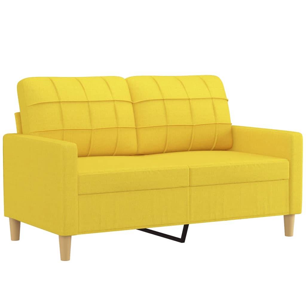 vidaXL 2-Sitzer-Sofa mit Zierkissen Hellgelb 120 cm Stoff