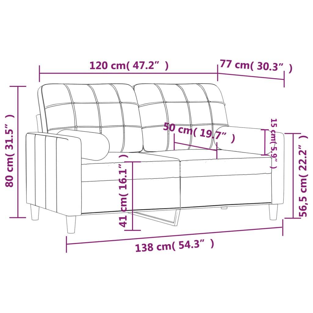 vidaXL 2-Sitzer-Sofa mit Zierkissen Hellgelb 120 cm Stoff