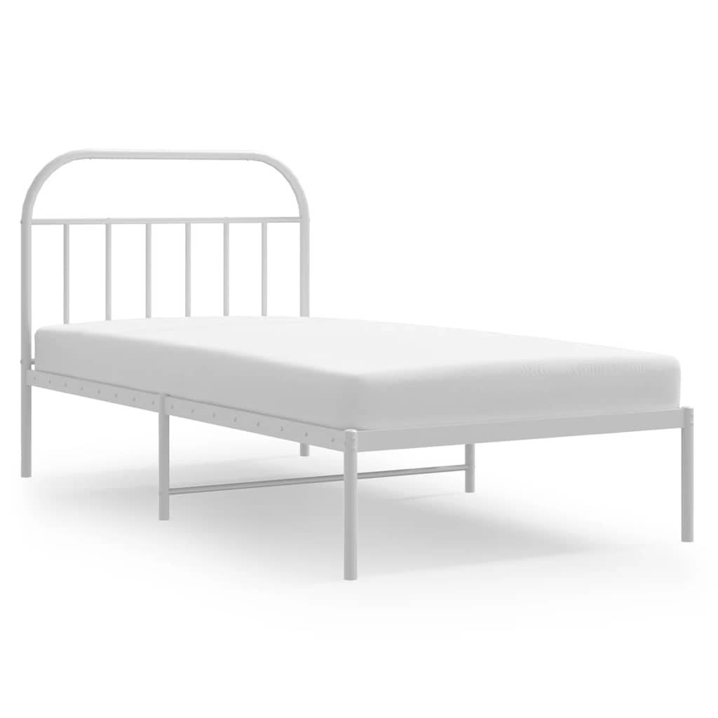 vidaXL Bettgestell mit Kopfteil Metall Weiß 100x190 cm