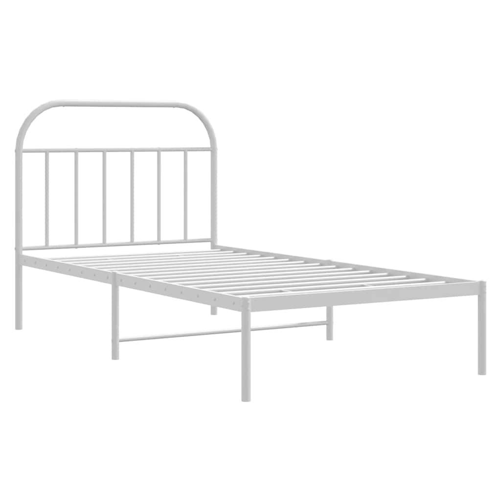 vidaXL Bettgestell mit Kopfteil Metall Weiß 100x190 cm