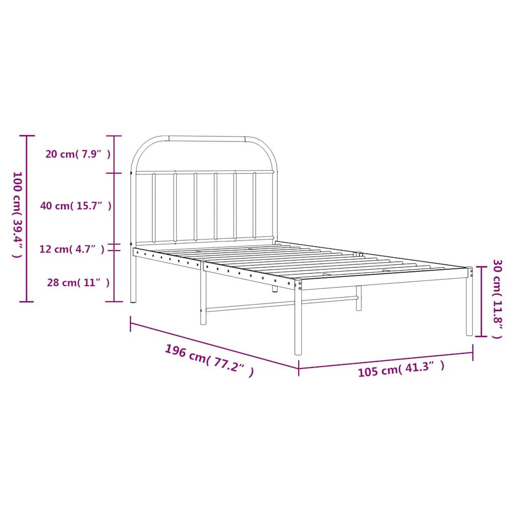 vidaXL Bettgestell mit Kopfteil Metall Weiß 100x190 cm