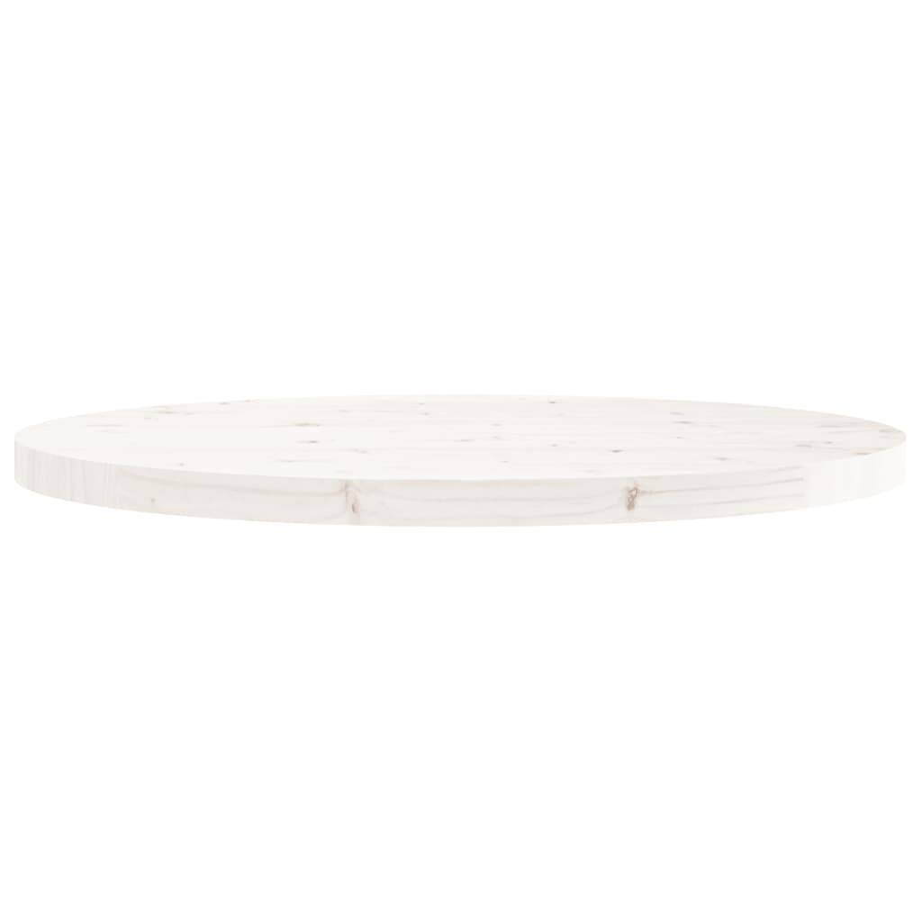 vidaXL Tischplatte Rund Weiß Ø80x3 cm Massivholz Kiefer