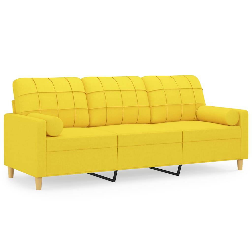 vidaXL 3-Sitzer-Sofa mit Zierkissen Hellgelb 180 cm Stoff