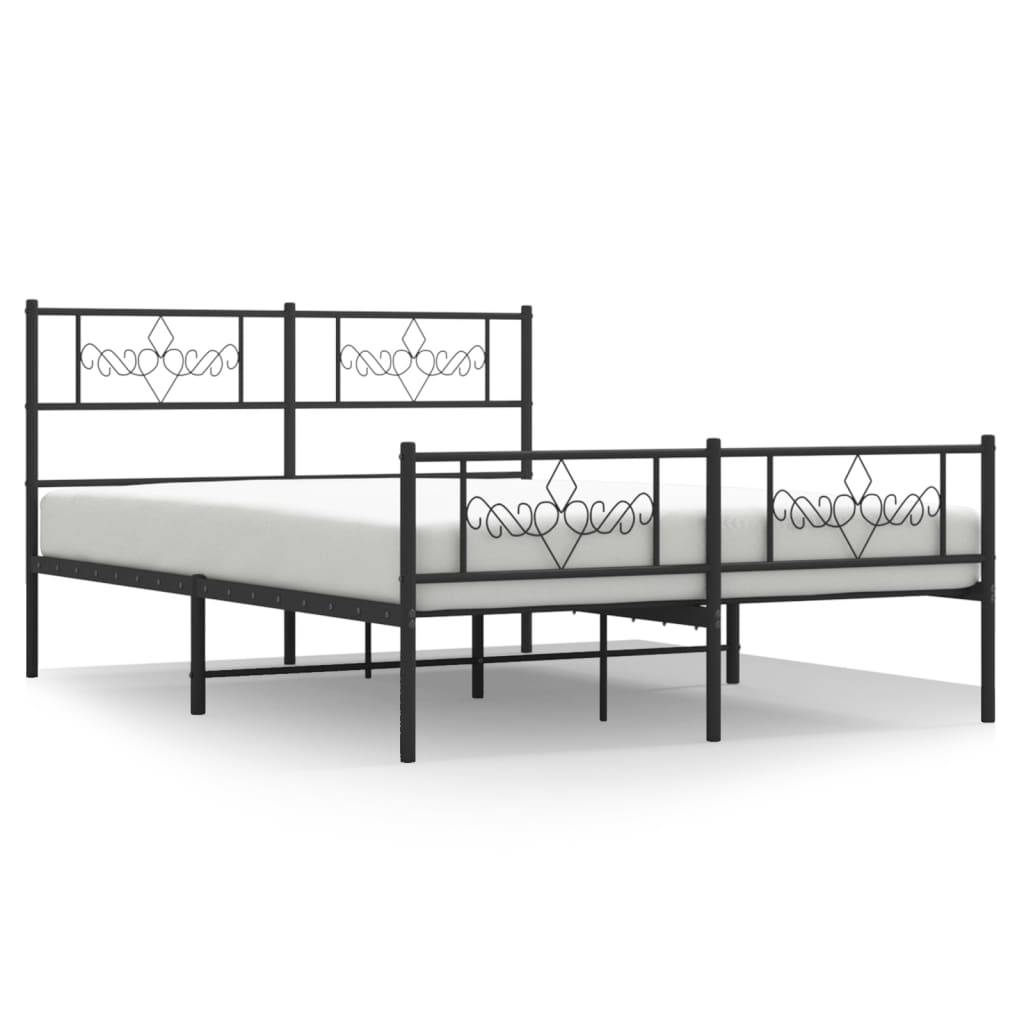 vidaXL Bettgestell mit Kopf- und Fußteil Metall Schwarz 140x200 cm