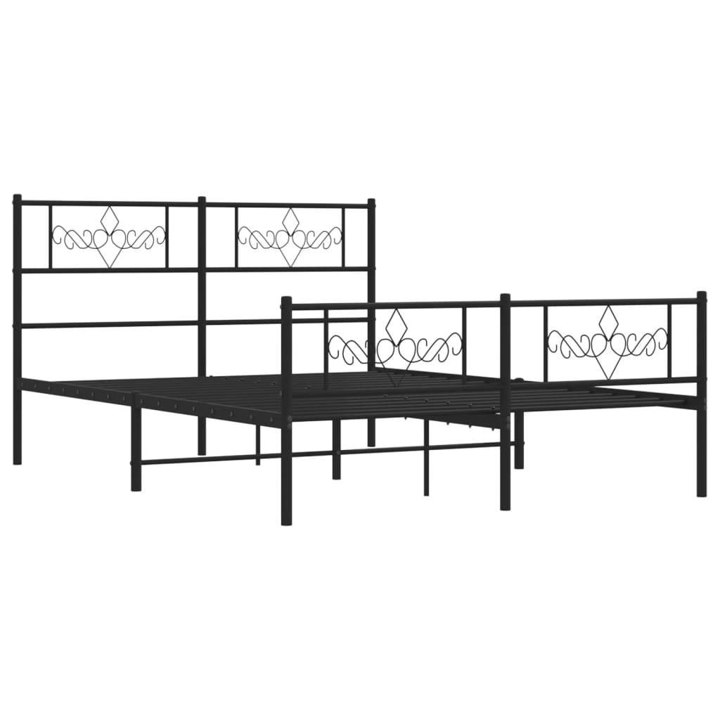 vidaXL Bettgestell mit Kopf- und Fußteil Metall Schwarz 140x200 cm
