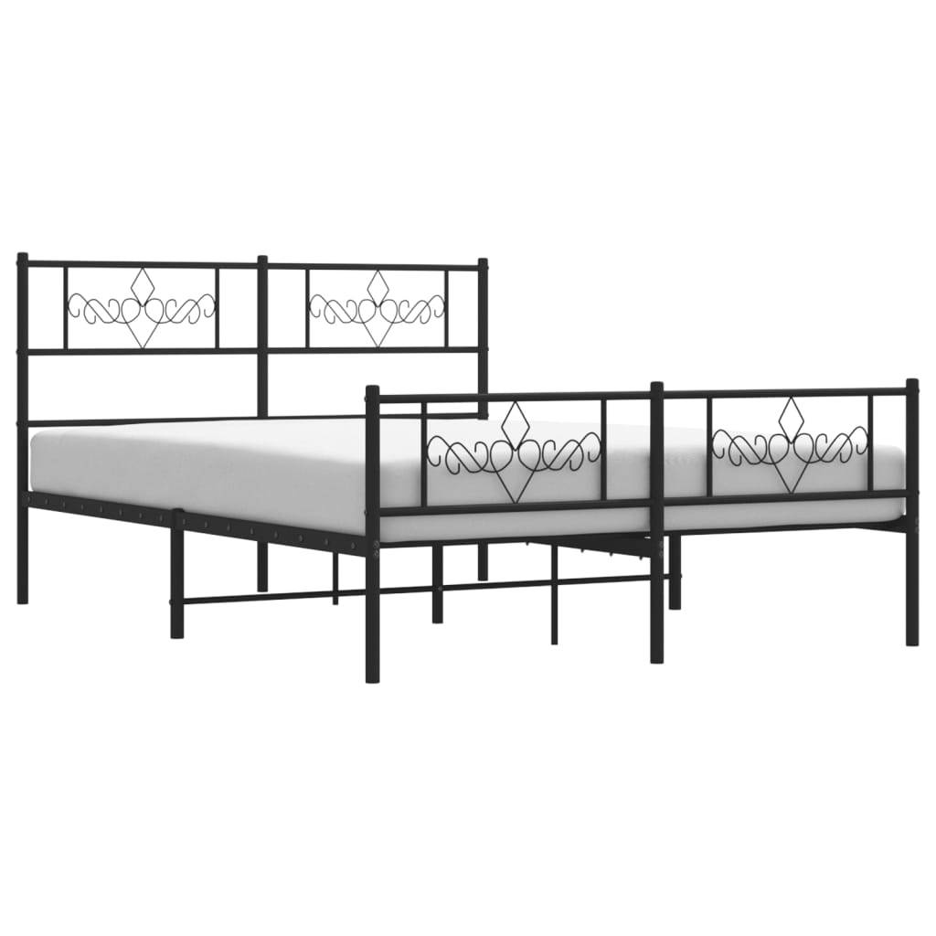 vidaXL Bettgestell mit Kopf- und Fußteil Metall Schwarz 140x200 cm
