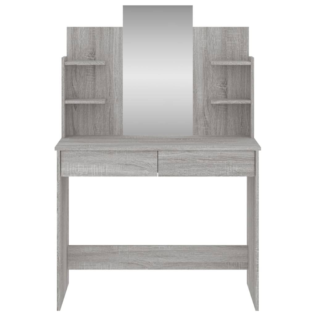 vidaXL Schminktisch mit Spiegel Grau Sonoma 96x39x142 cm