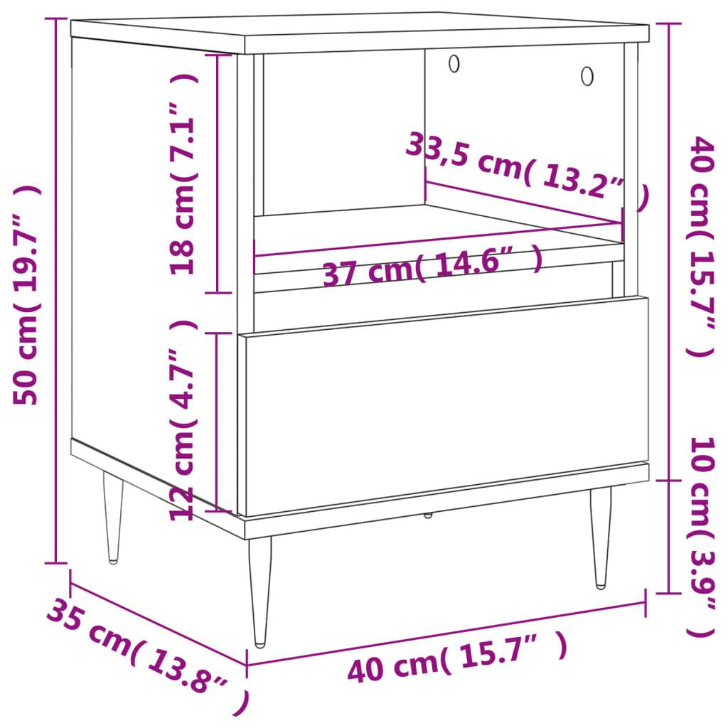 vidaXL Nachttisch Betongrau 40x35x50 cm Holzwerkstoff