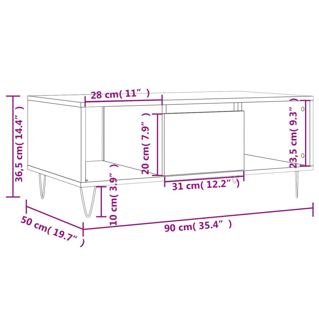 vidaXL Couchtisch Schwarz 90x50x36,5 cm Holzwerkstoff