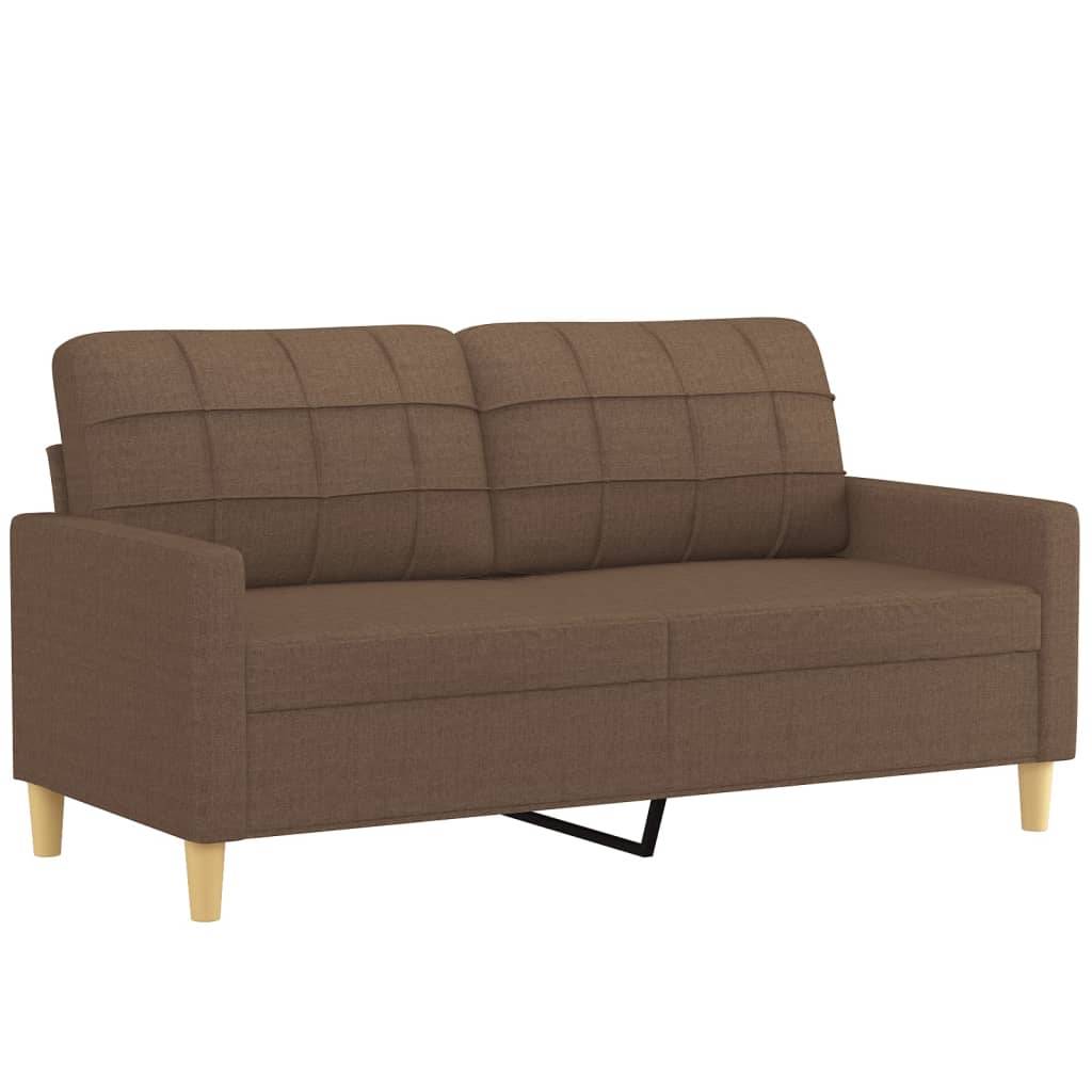 vidaXL 2-Sitzer-Sofa mit Zierkissen Braun 140 cm Stoff