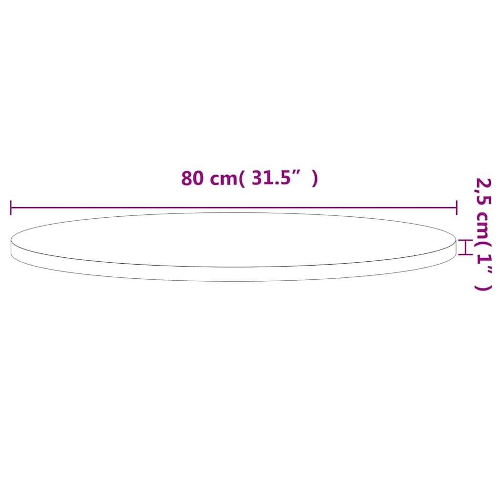 vidaXL Tischplatte Ø80x2,5 cm Rund Massivholz Buche