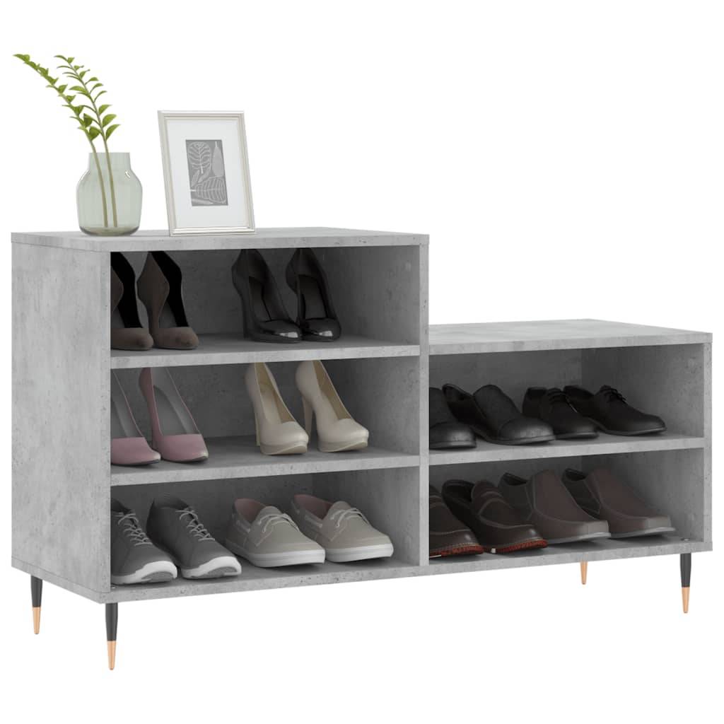 vidaXL Schuhregal Betongrau 102x36x60 cm Holzwerkstoff