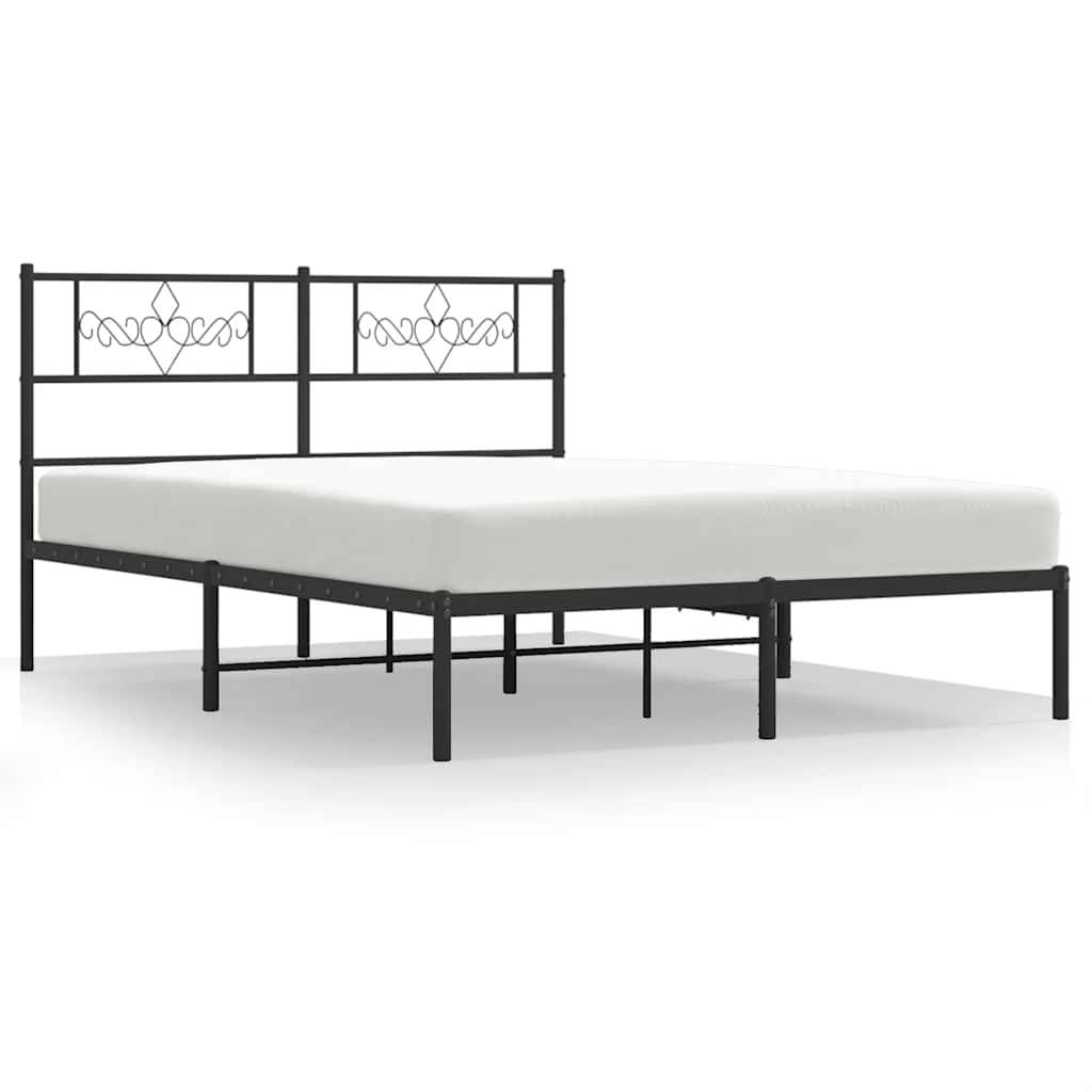 vidaXL Bettgestell mit Kopfteil Metall Schwarz 150x200 cm