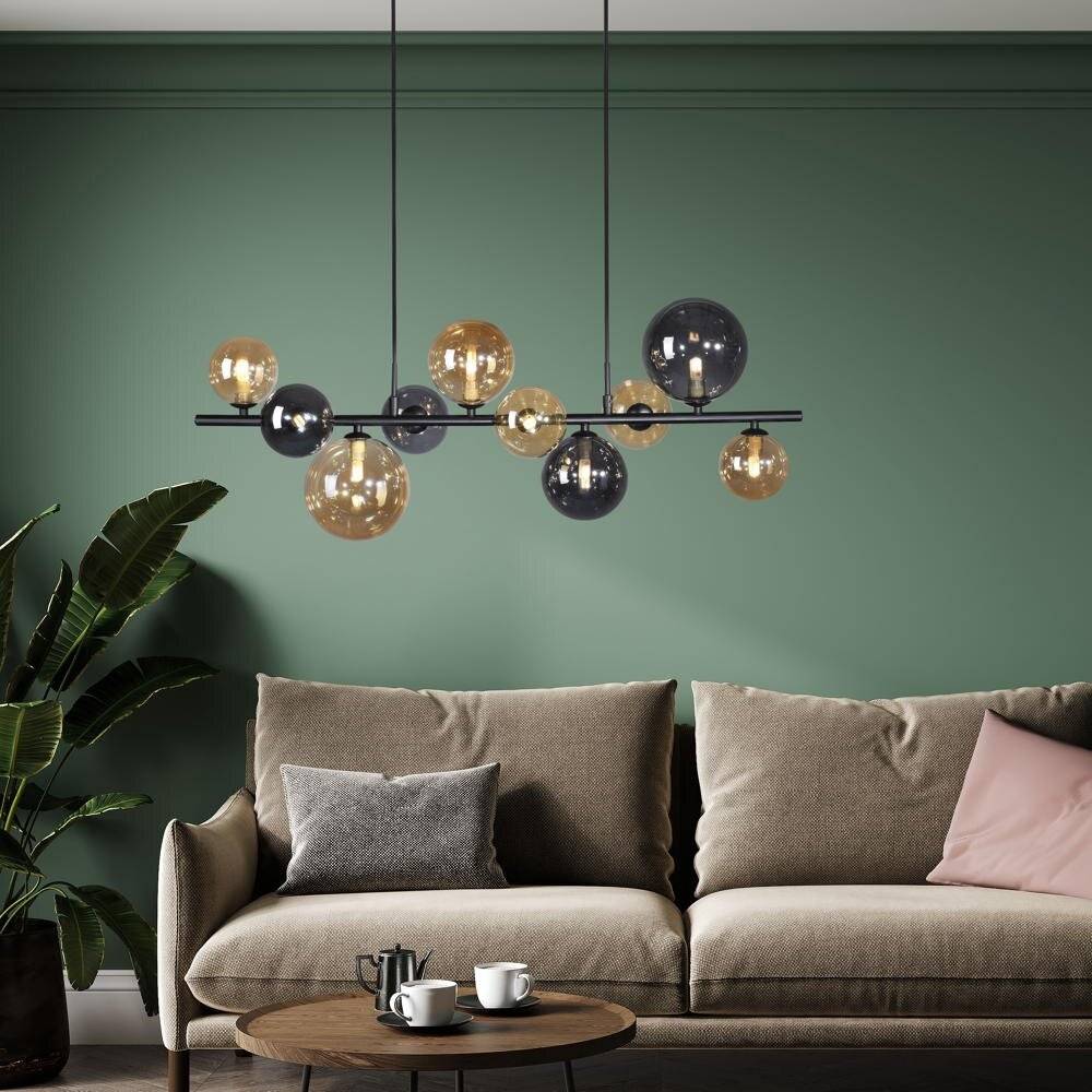 LED Pendelleuchte Popsicle in Schwarz-transparent und Gold 10x 3W 3000lm G9 10-flammig