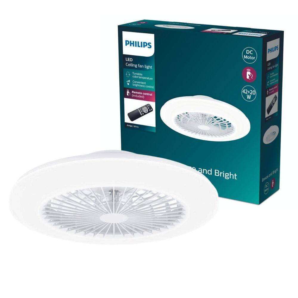 LED Deckenleuchte mit Ventilator Amigo in Weiß 42W 4000lm
