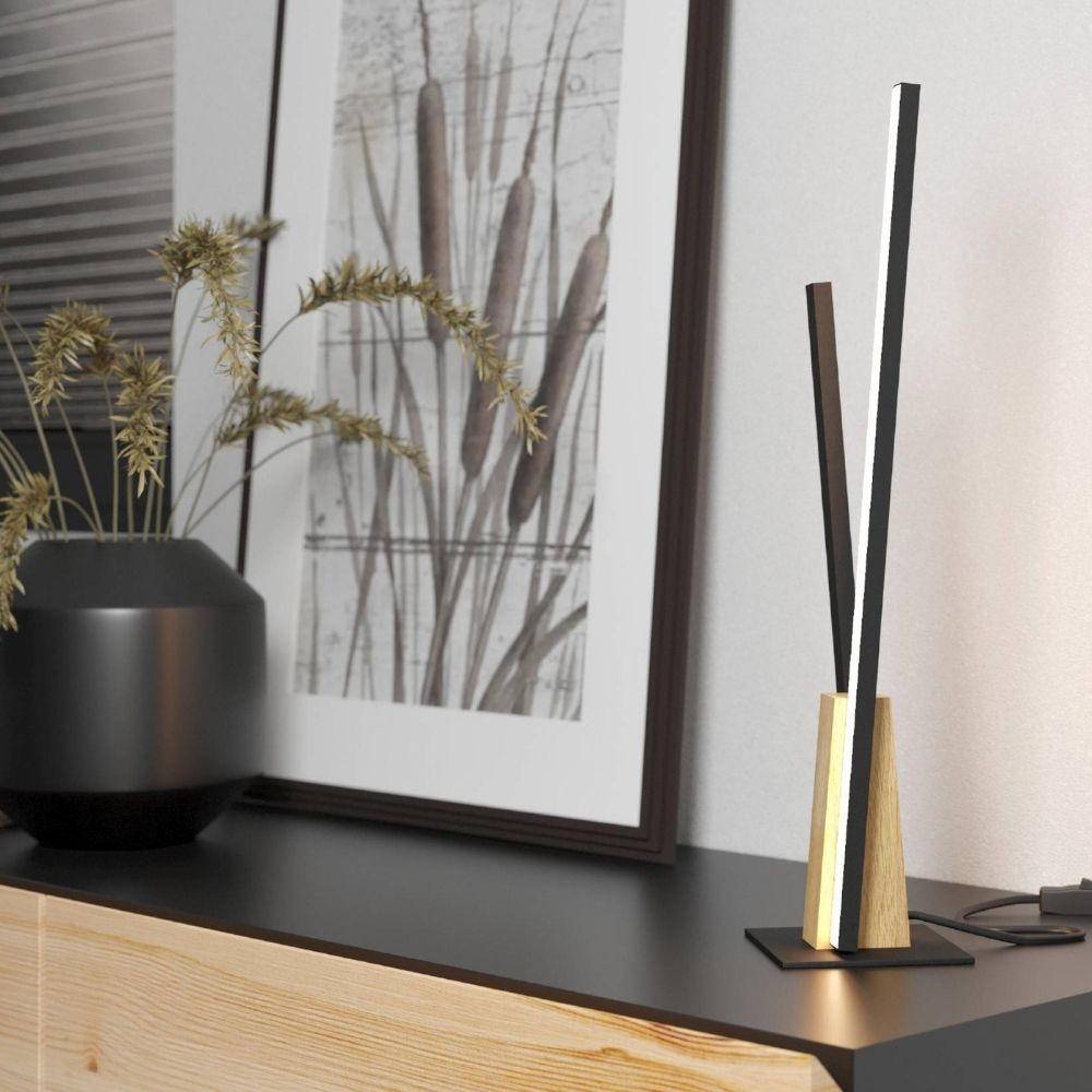 LED Tischleuchte Panagria in Schwarz und Natur-hell 2x 6W 1440lm