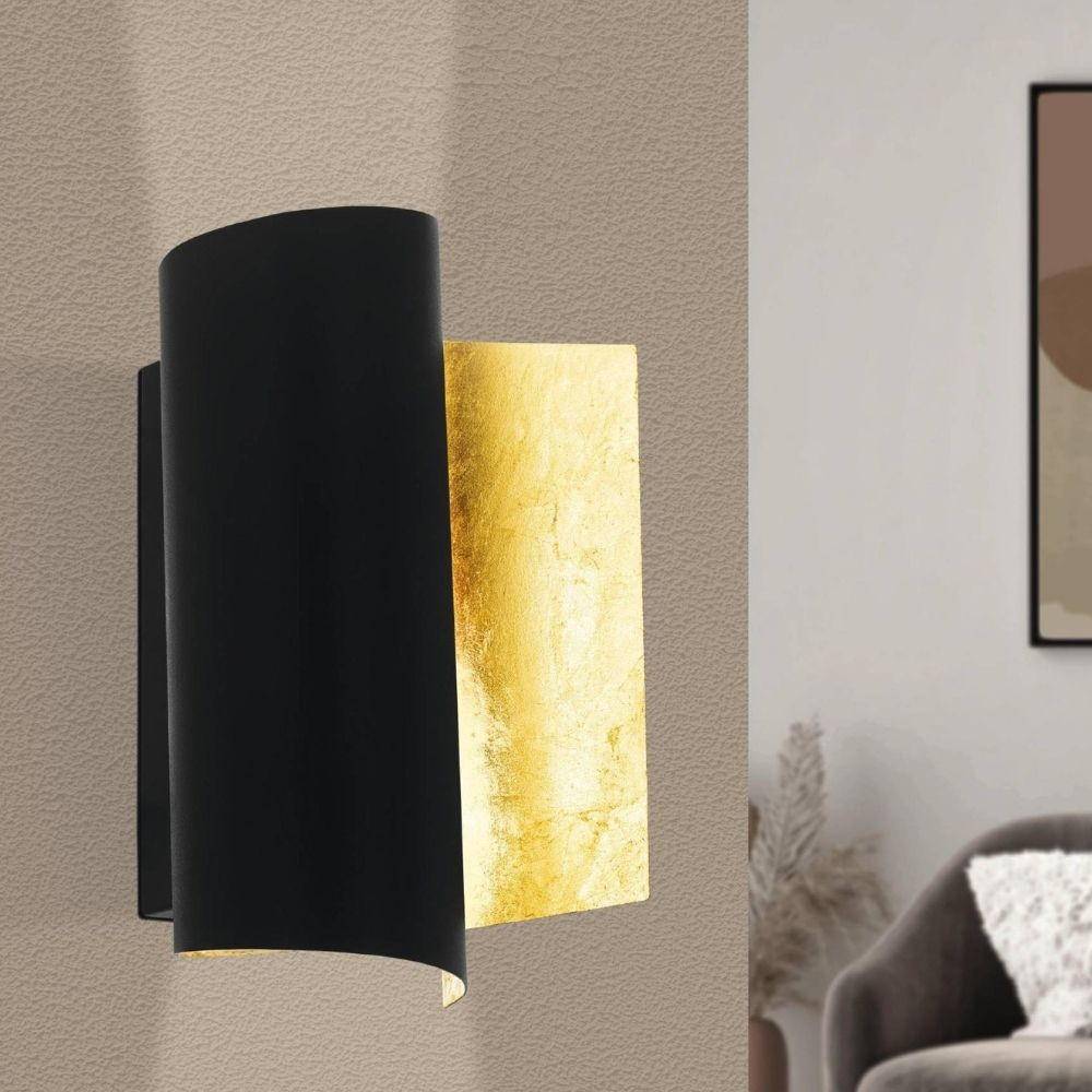 Wandleuchte Falicetto in Schwarz und Gold E27