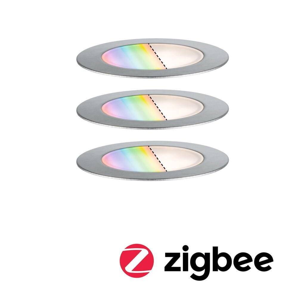 LED Zigbee Plug & Shine Bodeneinbauleuchte Floor RGBW in Edelstahl 3x 2W 195lm IP67 3er-Set