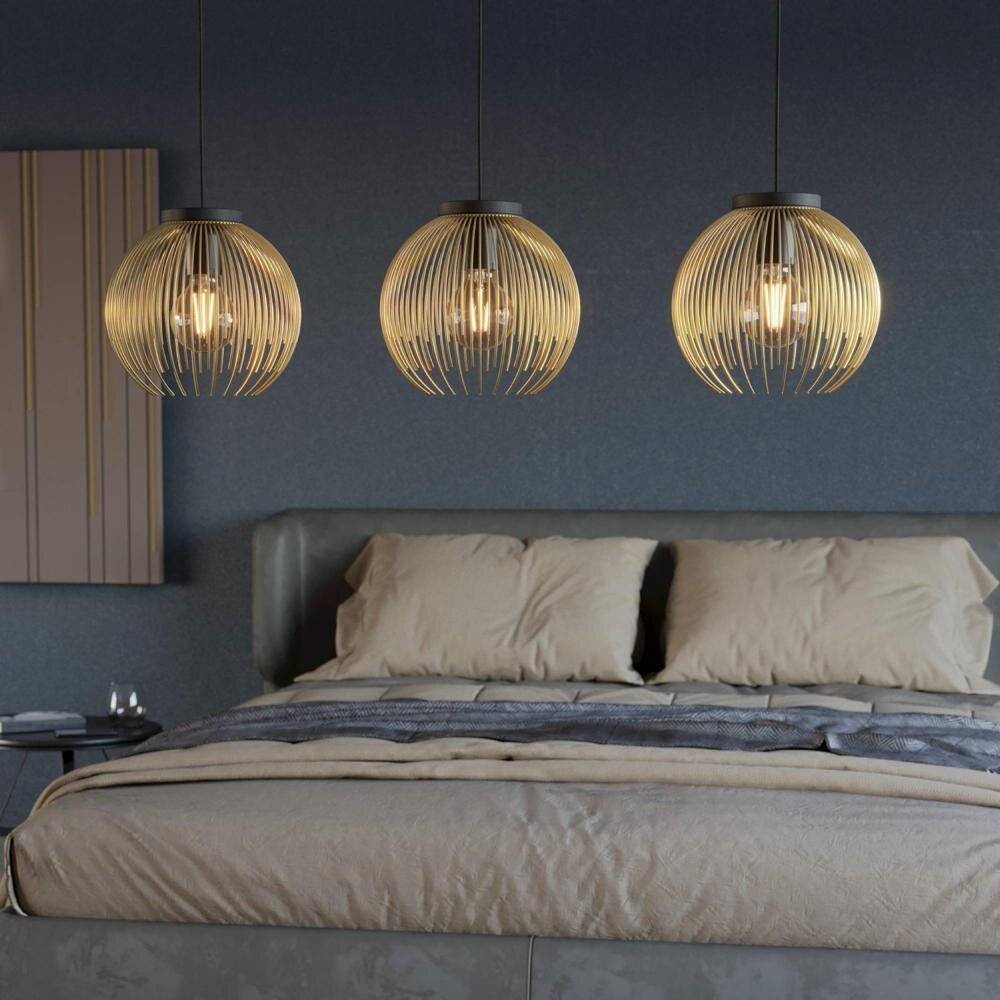 Pendelleuchte Venezuela in Gold und Schwarz E27 3-flammig