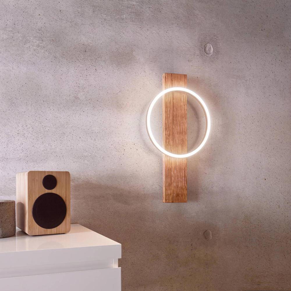 LED Wandleuchte Boyal in Natur-dunkel und Schwarz 12W 1700lm