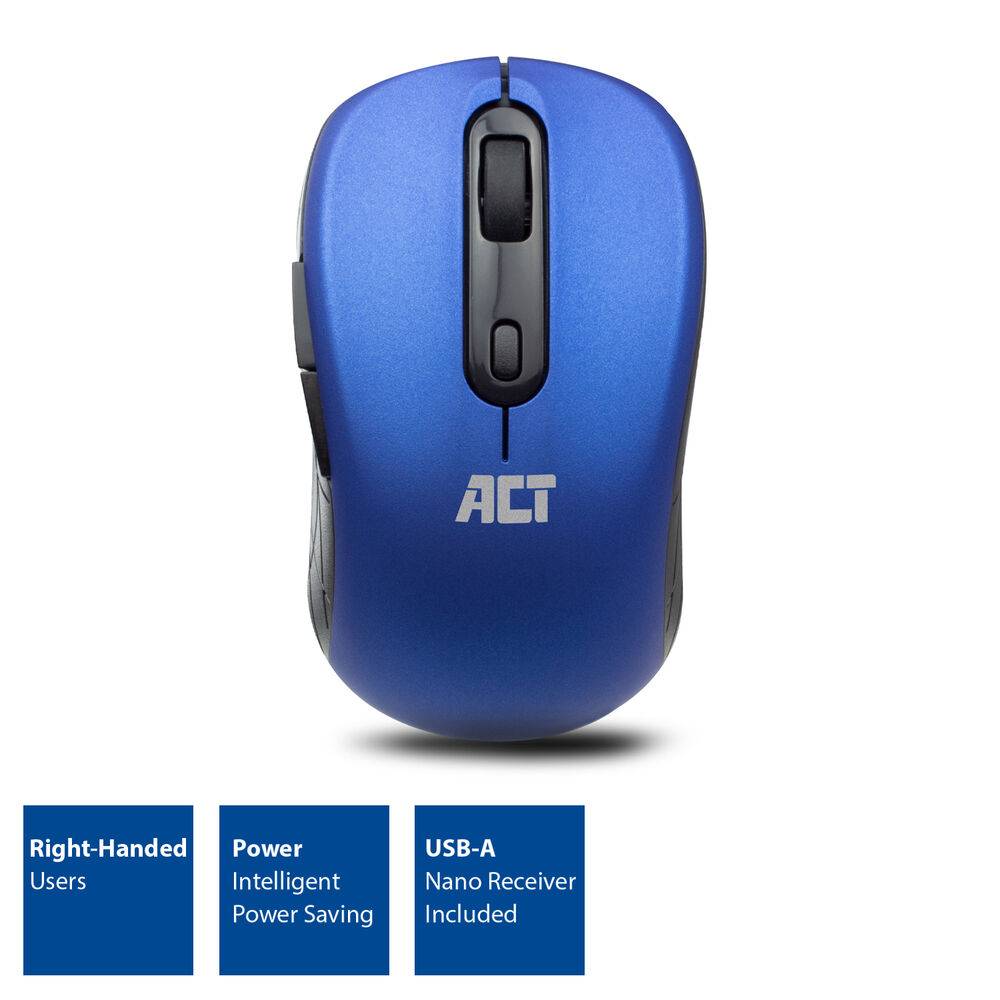 ACT AC5140 Wireless Mouse | Einstellbare DPI 1000-1600 | USB-Nano-Empfänger | Blau