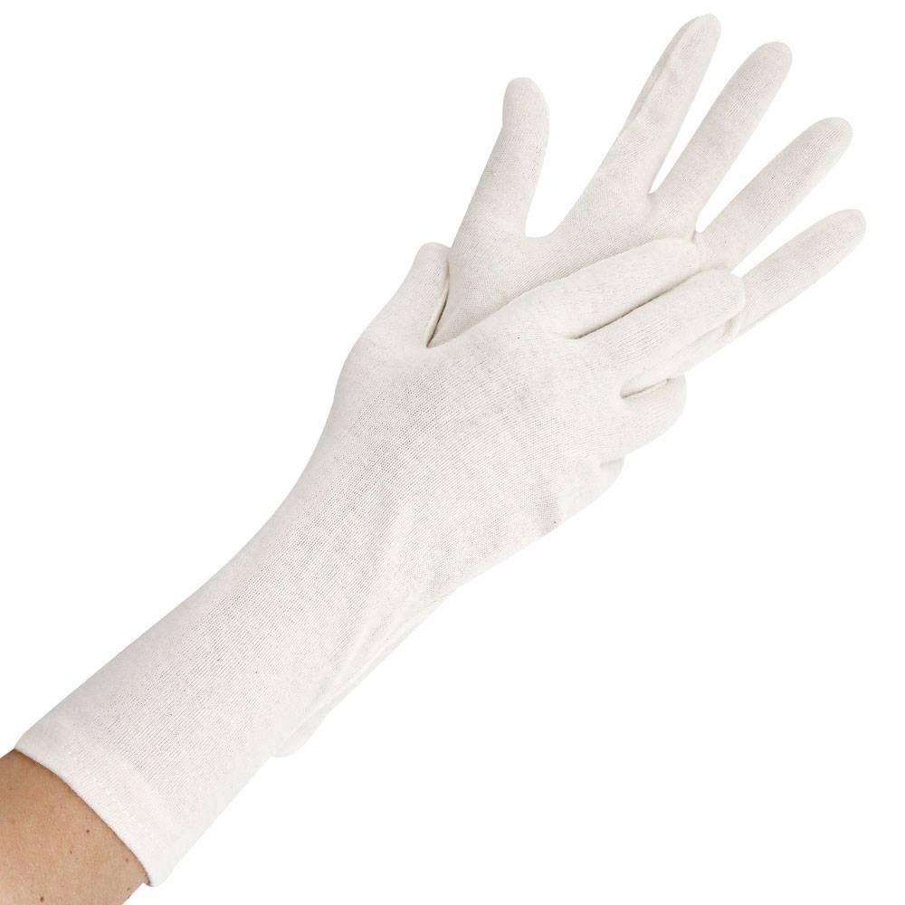 Baumwollhandschuhe Nature Long, 9/L, natur, L: 35cm