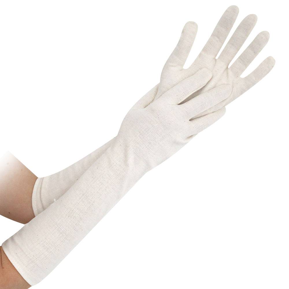 Baumwollhandschuhe Nature Extra Long, 9/L, natur, L: 45cm