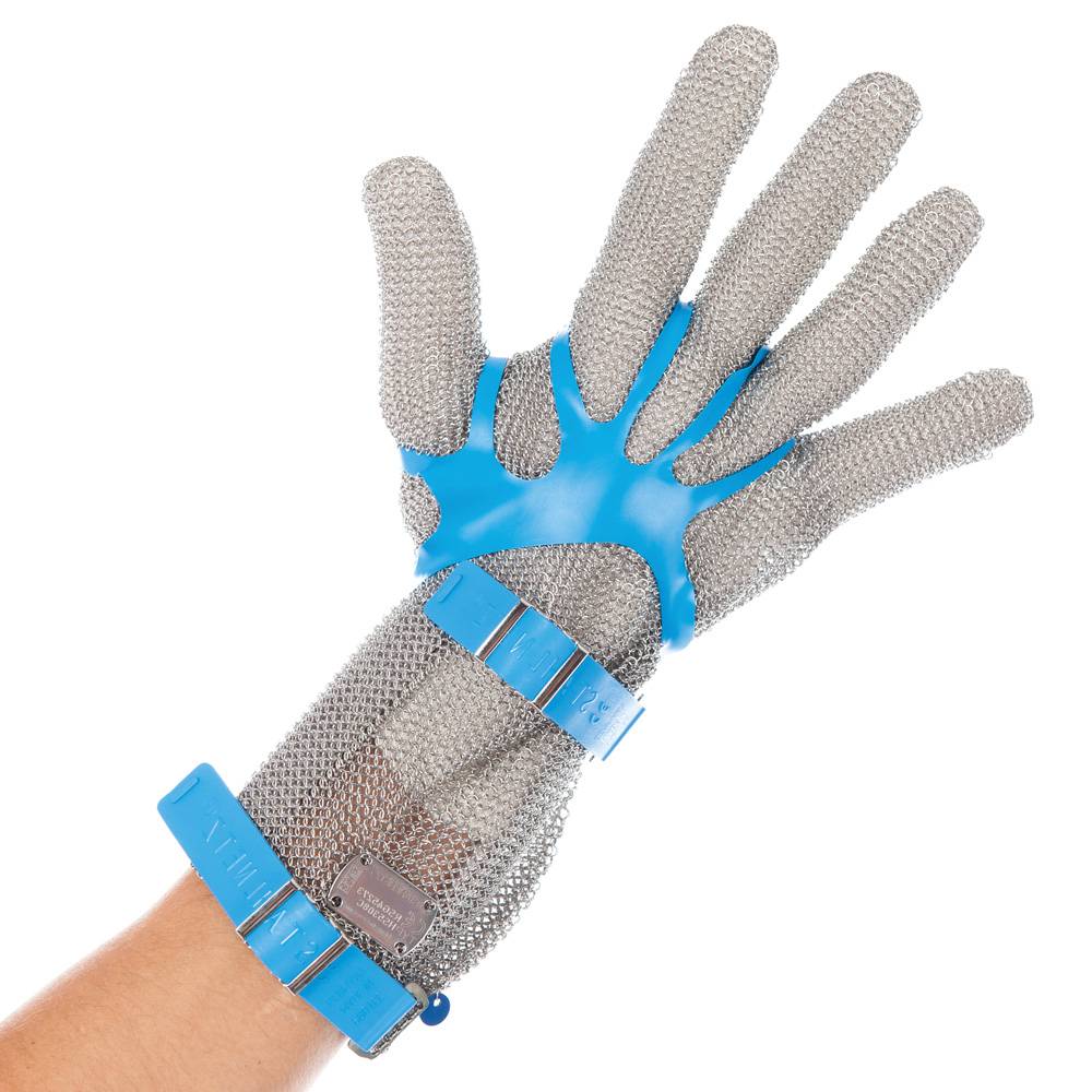 Stechschutzhandschuhe 8 cm Stulpe, 7/S, silber, L: 8cm