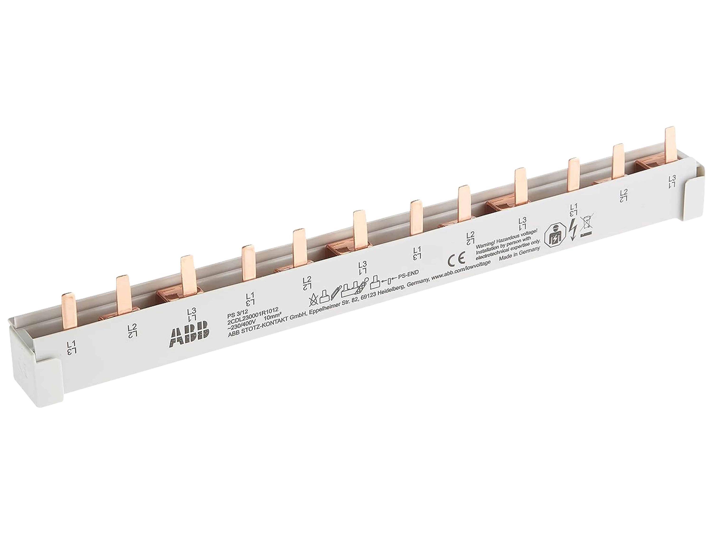 ABB Phasenschiene PS3/12, 3 Phasen, 12 Pole, 10 qmm