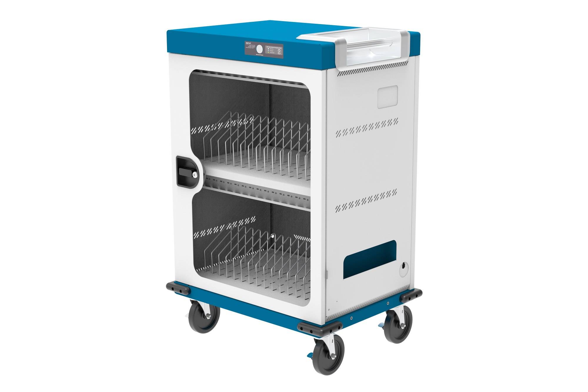 Good Connections® Ladewagen für 32 Geräte, USB-C™, 18W pro Port, PD 3.0, QC 3.0, weiß/blau