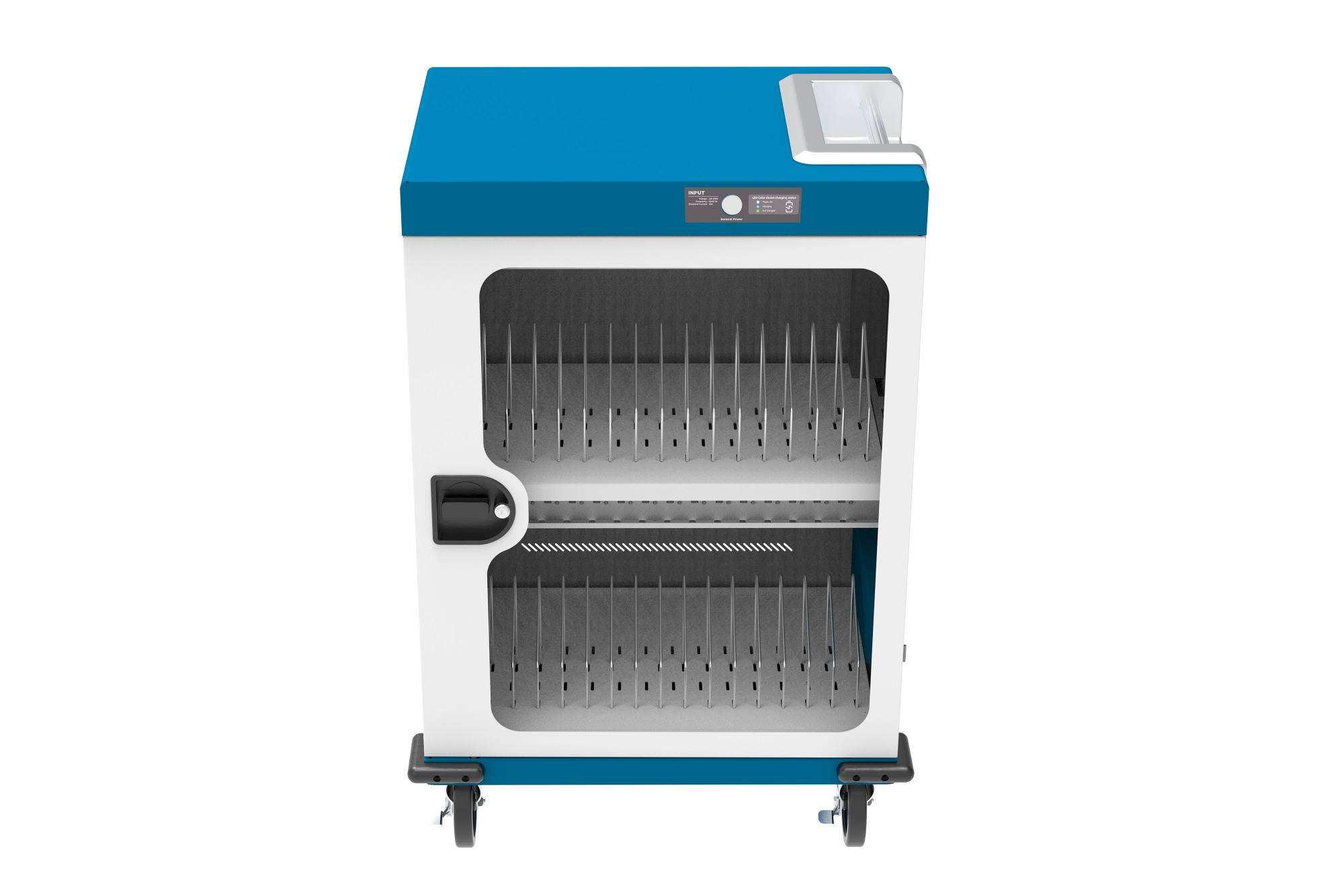 Good Connections® Ladewagen für 32 Geräte, USB-C™, 18W pro Port, PD 3.0, QC 3.0, weiß/blau