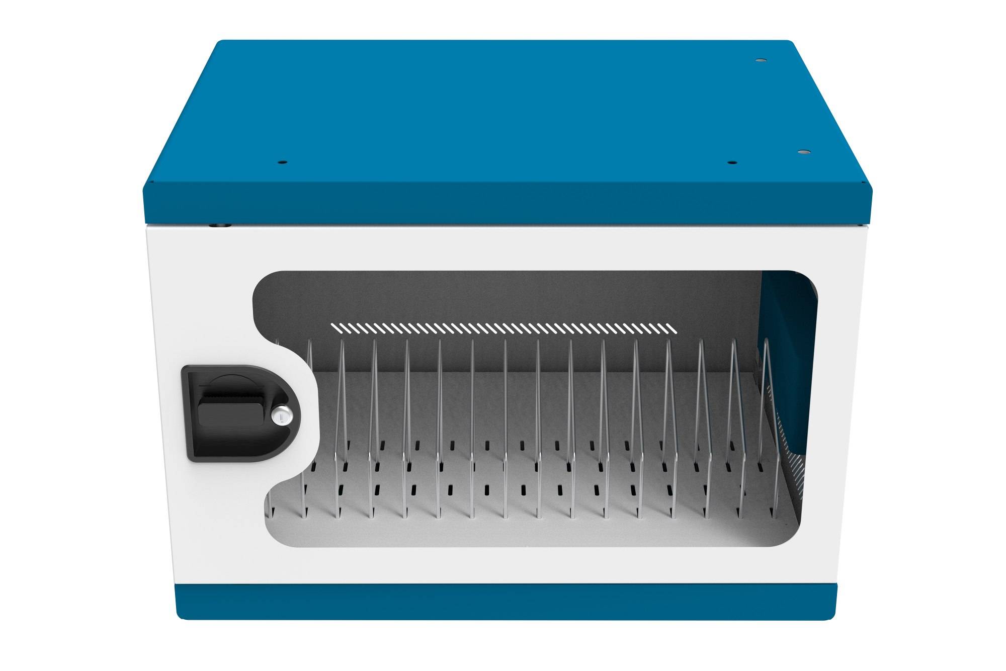 Good Connections® Ladeschrank/-wagen für 16 Geräte, USB-C™, 65W pro Port, PD 3.0, QC 3.0, weiß/blau