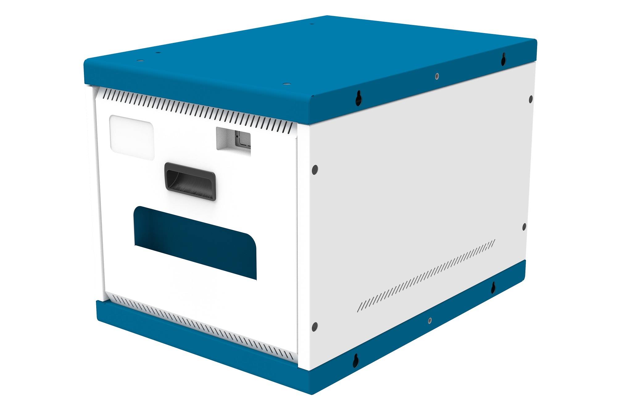 Good Connections® Ladeschrank/-wagen für 16 Geräte, USB-C™, 65W pro Port, PD 3.0, QC 3.0, weiß/blau