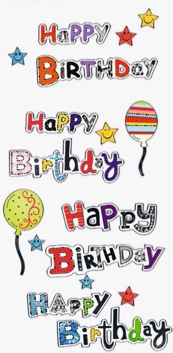Sticker Happy Happy Birthday 4x Schriftzug